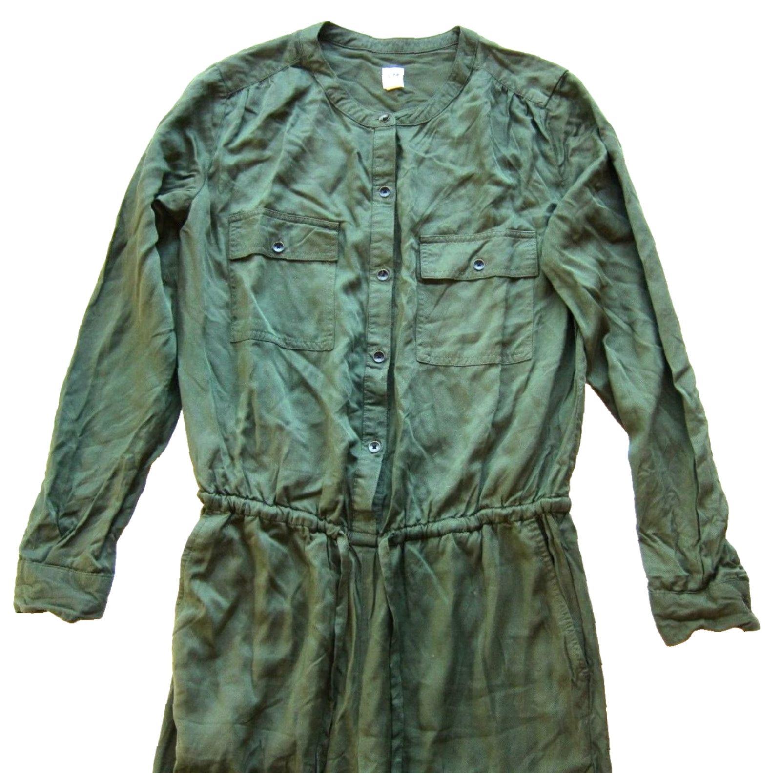 Gap GAP Army Green Long Sleeve One-Piece Jumpsuit XS 100% Rayon Pocket Romper Women Regular Manufacturing Style: Jumpsuit Theme: Army Size XS / US 0-2 / IT 36-38 - 5 Thumbnail