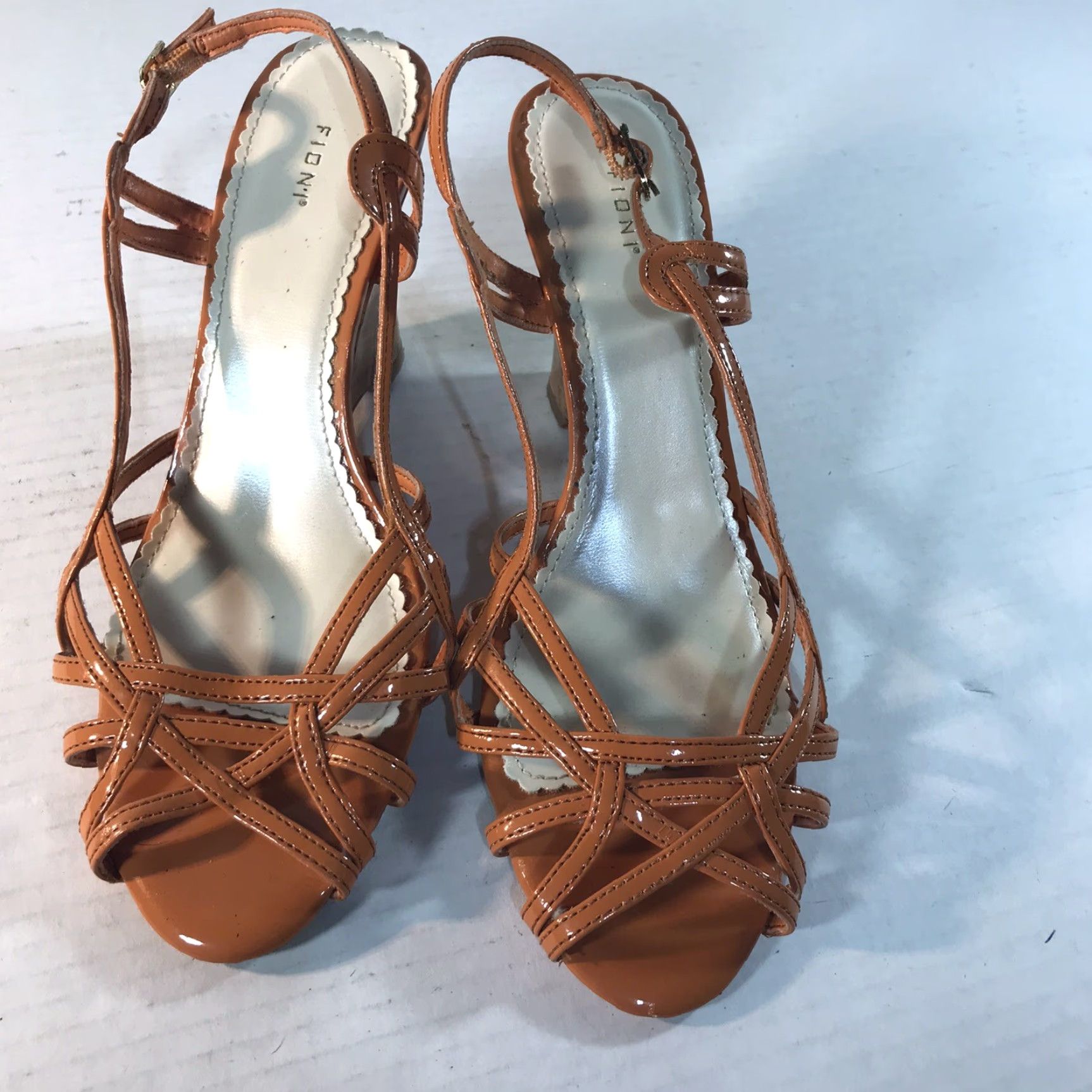 Vintage VINTAGE Fidni Orange Patent Faux Leather Wedge Heels Womens Size 6.5W Open Toe Strappy Platform Fall Summer Shoes Size US 6.5 / IT 36.5 - 2 Thumbnail