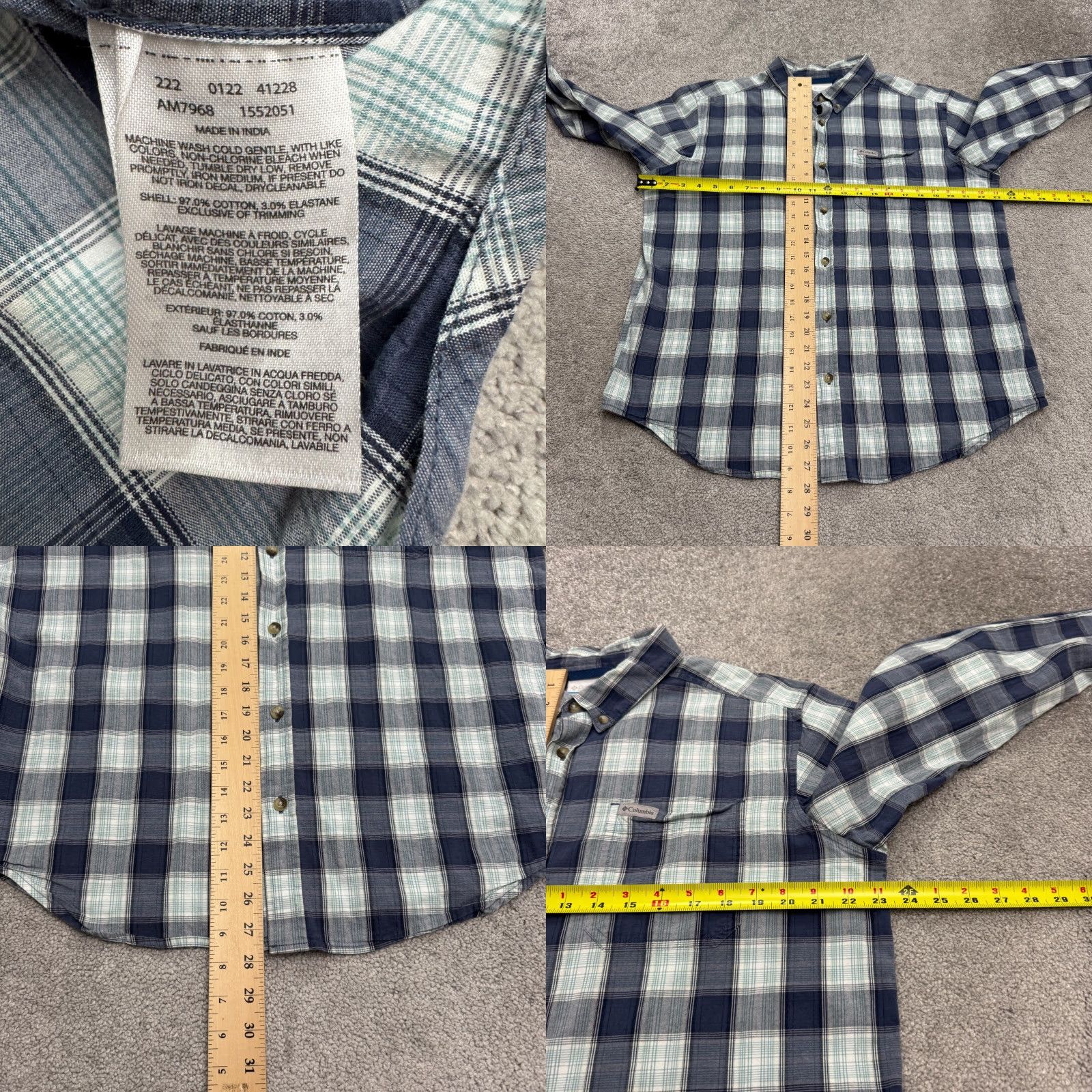 Vintage Columbia Shirt Mens Large Blue Plaid Button-Up Long Sleeve Cotton Outdoor Top Size US L / EU 52-54 / 3 - 8 Thumbnail