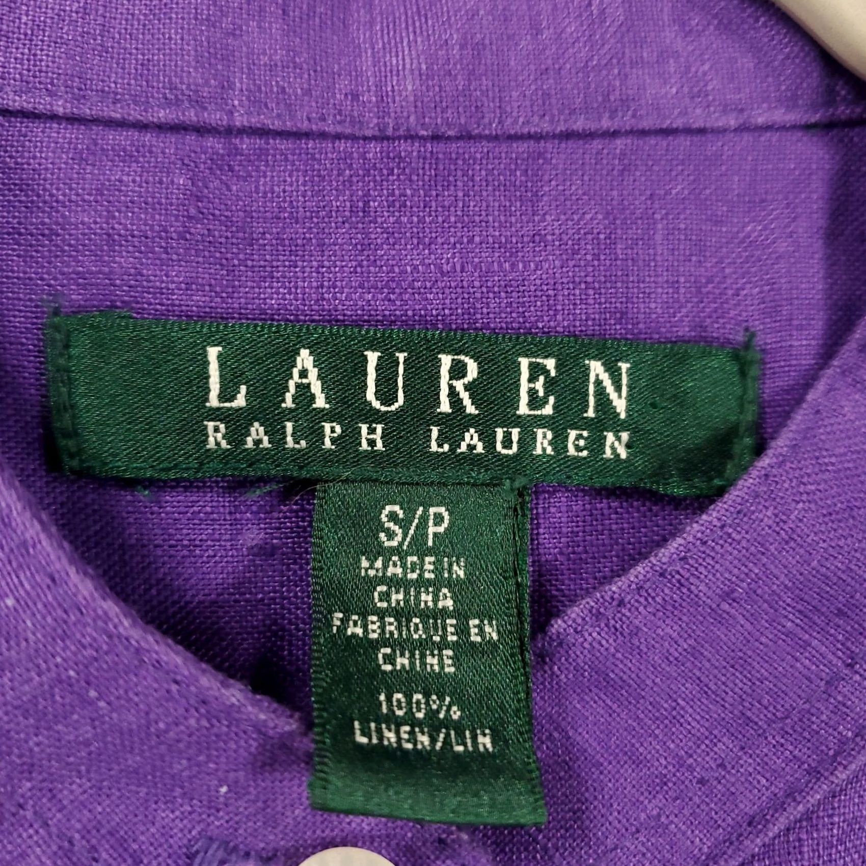 Ralph Lauren Ralph Lauren Linen Top Womens Small Purple Band Collar Button Up 100% Linen Shirt Ladies Slim? Size S / US 4 / IT 40 - 5 Thumbnail
