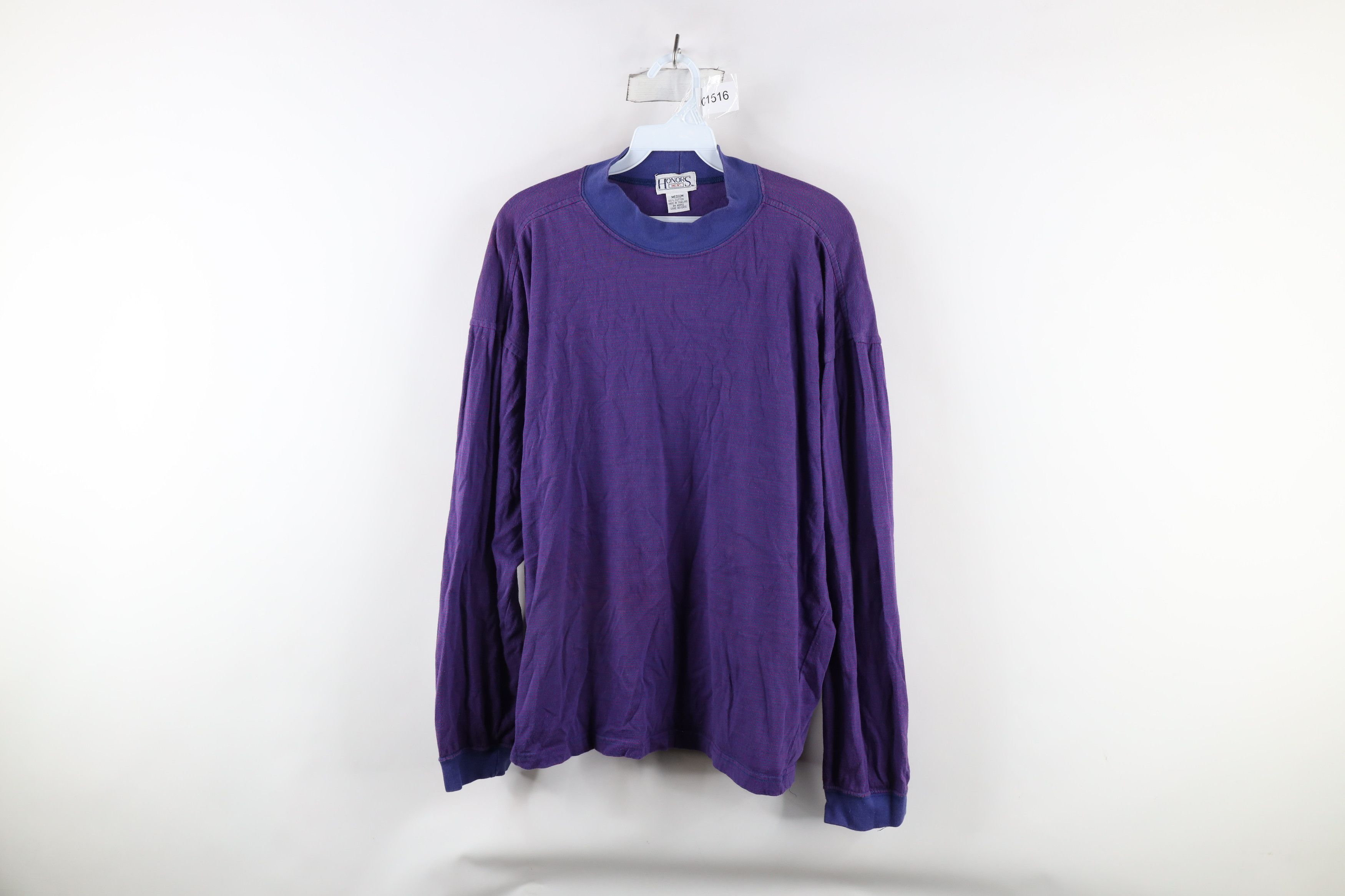 Vintage Vintage 90s Streetwear Striped Mock Neck Long Sleeve T-Shirt Size US M / EU 48-50 / 2 - 1 Thumbnail