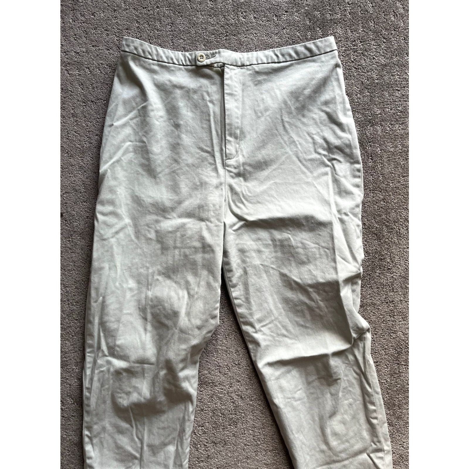 Lands' End VINTAGE Lands End Womens Pants Khakis 2 Pocket Beige 65% Polyester 35% Cotton 29 Inseam High Rise 12 Regular USA Mens Womens Girls Size 34" / US 12 / IT 48 - 2 Thumbnail