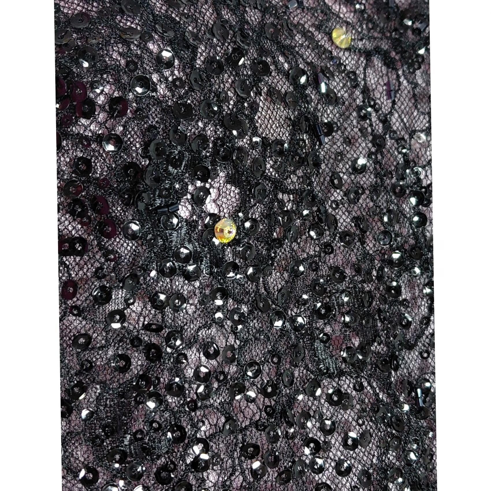 Vintage ALYCE PARIS Black Sequin Lace Strapless Dress Size 4 Short Sleeveless Solid Party/Cocktail Formal Womens Size 27" / US 4 / IT 40 - 4 Thumbnail