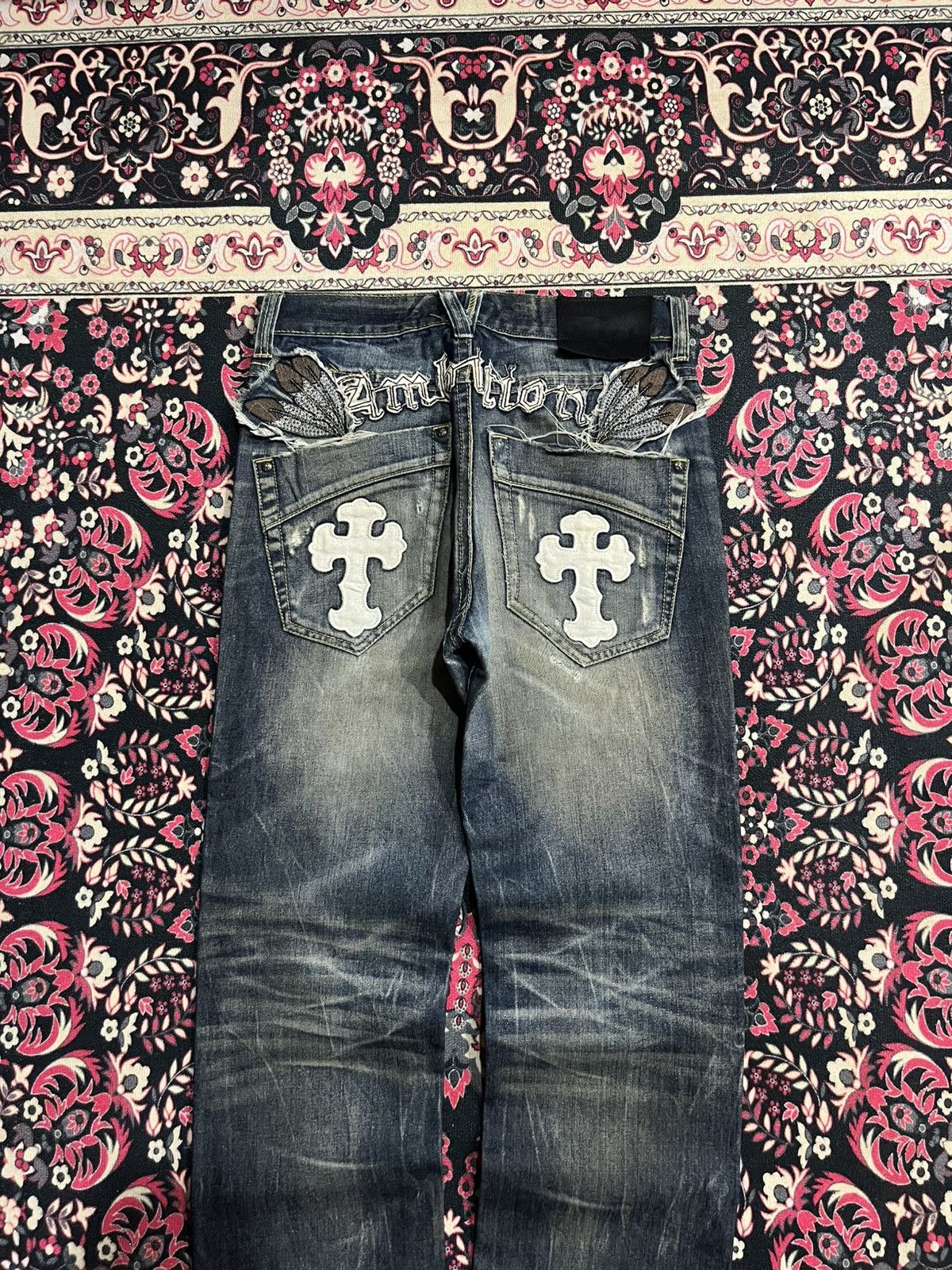 Affliction Japanese Be Ambition White Cross “Ambition” Slogan Jeans Size US 30 / EU 46 - 8 Thumbnail