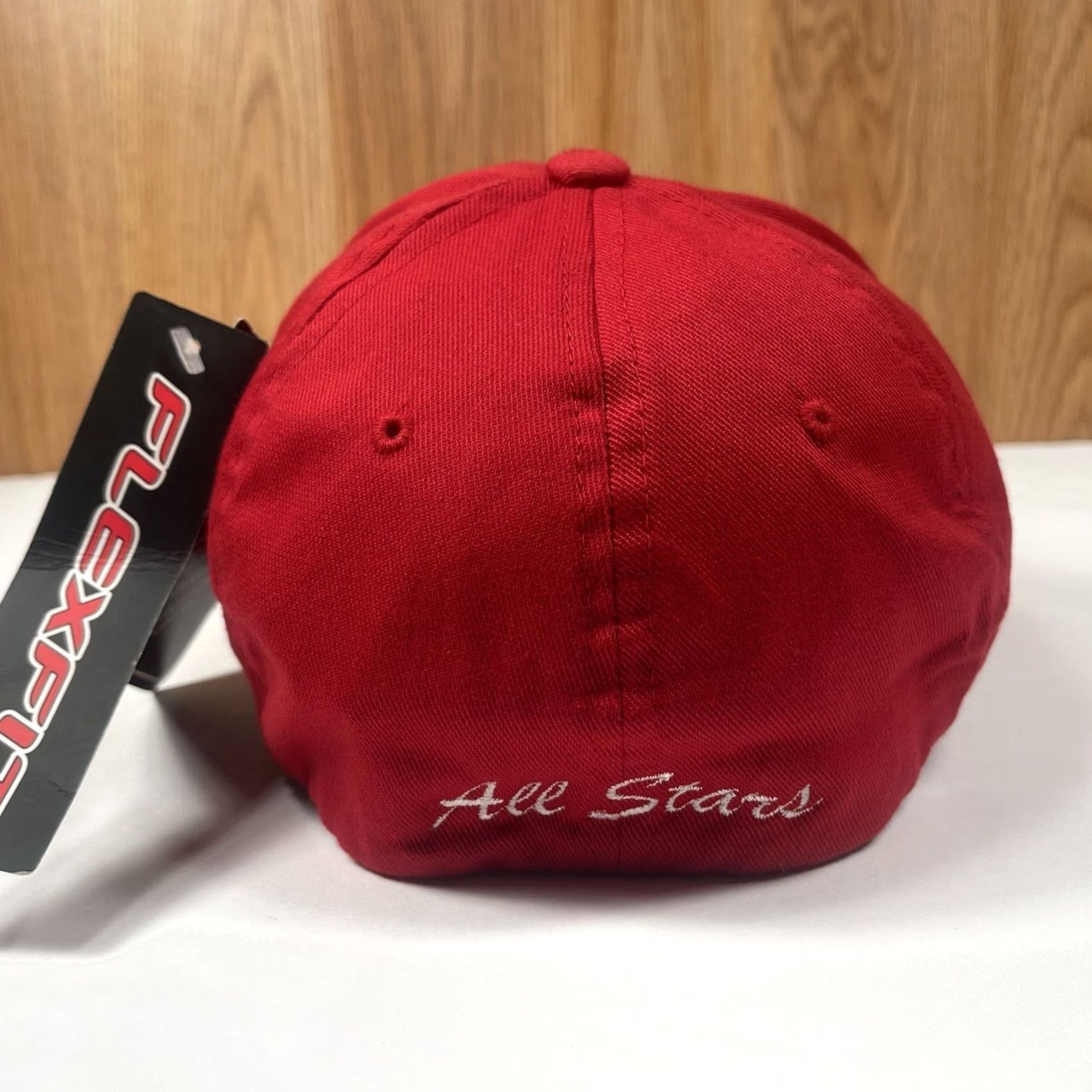 Vintage Flexfit Red Baseball Hat Cap Adult Size S-M Fitted Stretch Breathable Stars Logo Y All Stars Size ONE SIZE - 6 Thumbnail