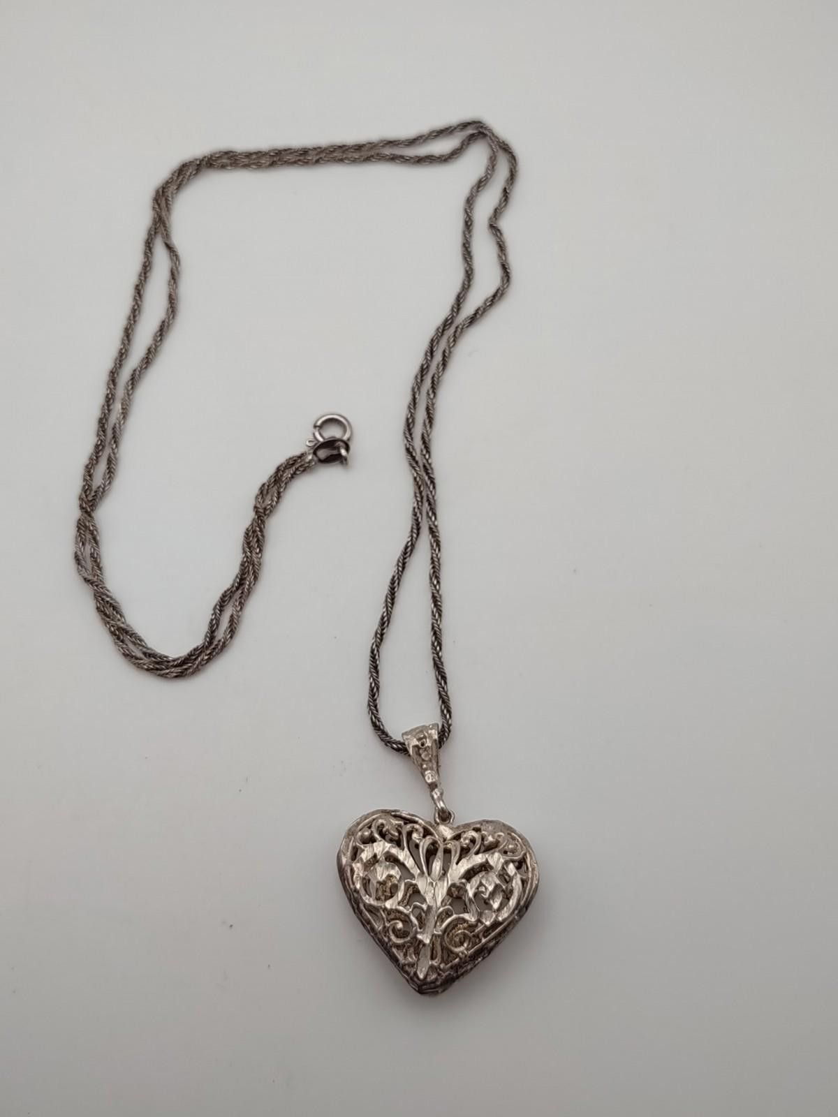 Other Sterling Silver Filigree Heart Pendant 24” Chain Italy 925 Size ONE SIZE - 4 Thumbnail