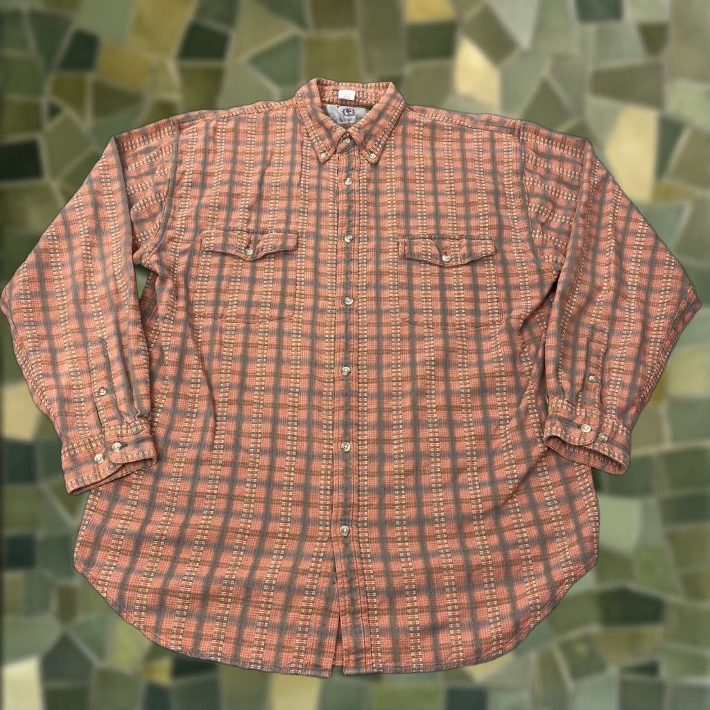 The Territory Ahead VINTAGE The Territory Ahead Shirt Mens Large Orange Plaid Button-Down Long Sleeve Cotton Casual 90s Mens Size US L / EU 52-54 / 3 - 1 Thumbnail