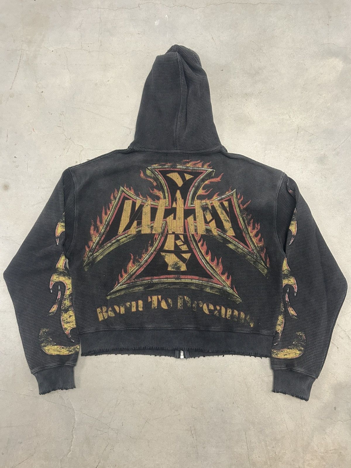 Vale Vale Forever Valley Reborn Black Waffle Knit Zip Up Hoodie Size US S / EU 44-46 / 1 - 3 Thumbnail