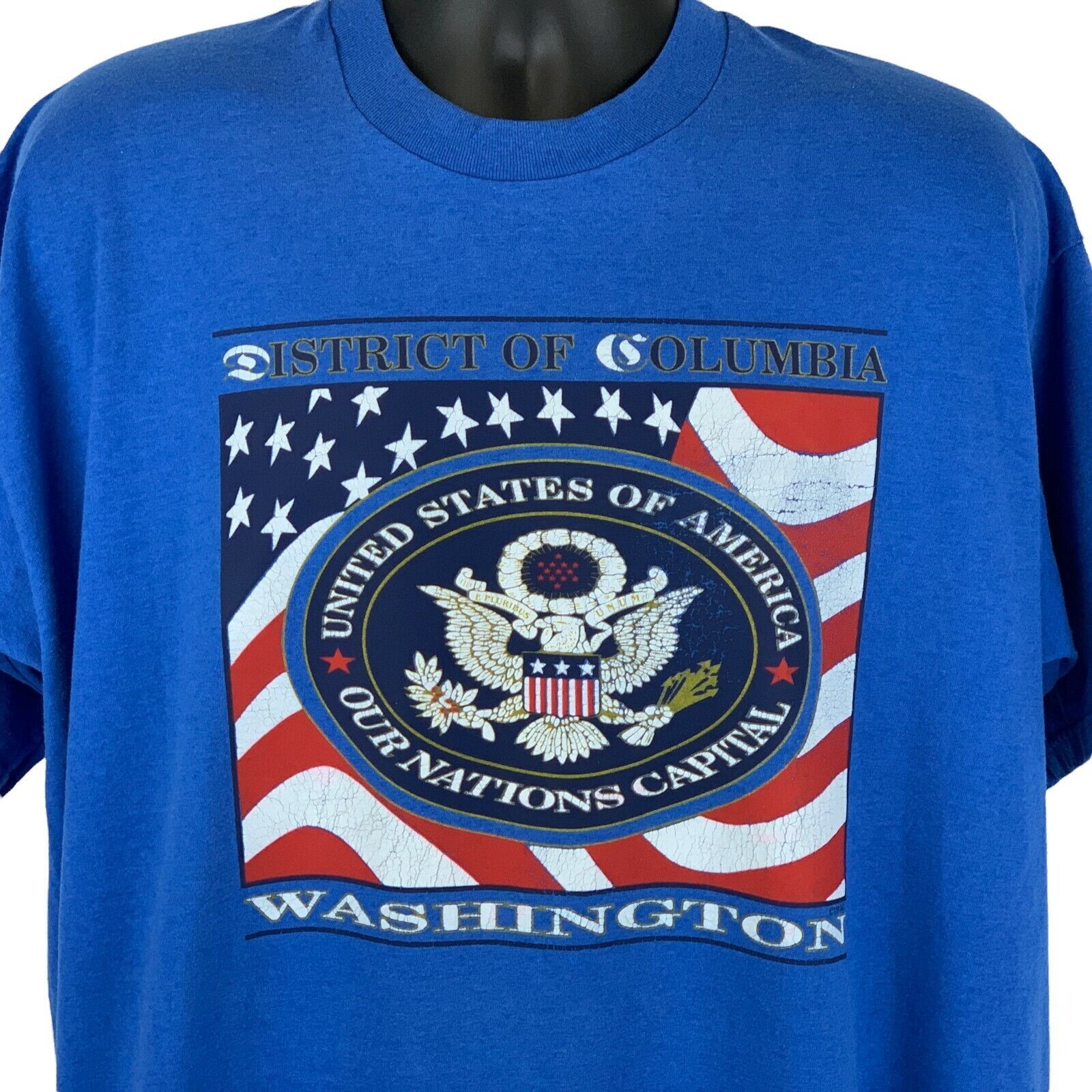 Fruit Of The Loom Vintage 90s Washington DC T Shirt Nations Capital Blue XXL Size US XXL / EU 58 / 5 - 1 Thumbnail