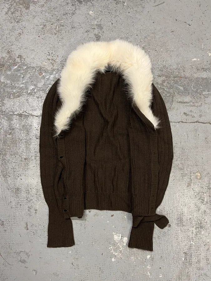 Prada 2000s Prada Brown Fur Collar Cardigan Sweater Size M / US 6-8 / IT 42-44 - 8 Thumbnail