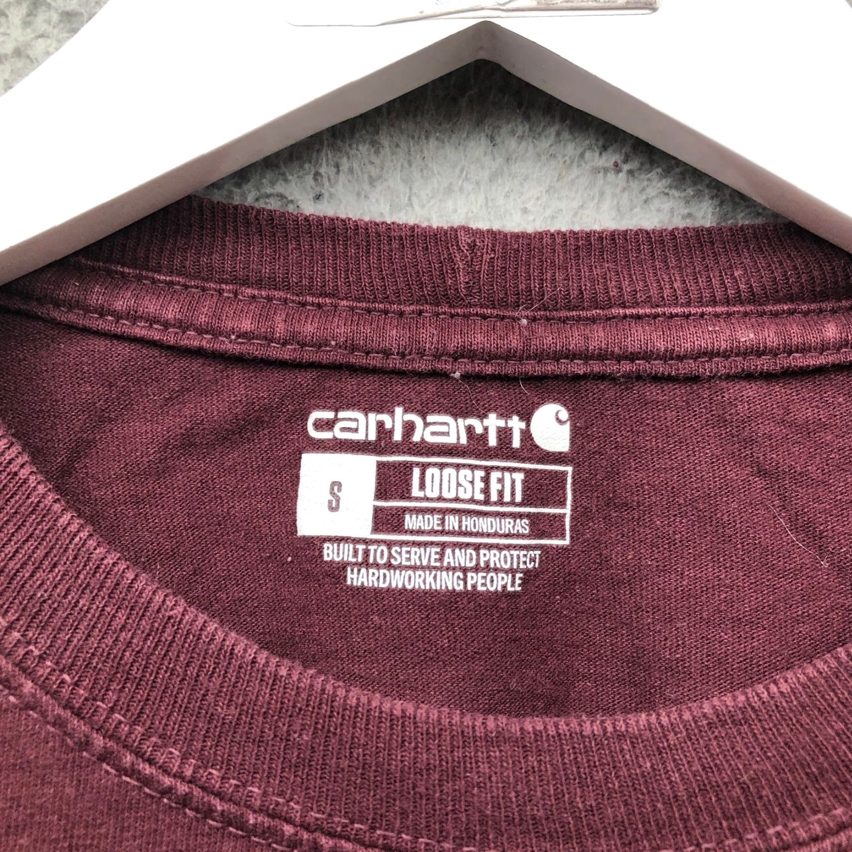 Carhartt Carhartt T-Shirt Men Small Long Sleeve Crew Neck Maroon 105422 PRT Logo Work Outdoor Cotton Regular Fit Shirt Size US S / EU 44-46 / 1 - 3 Thumbnail