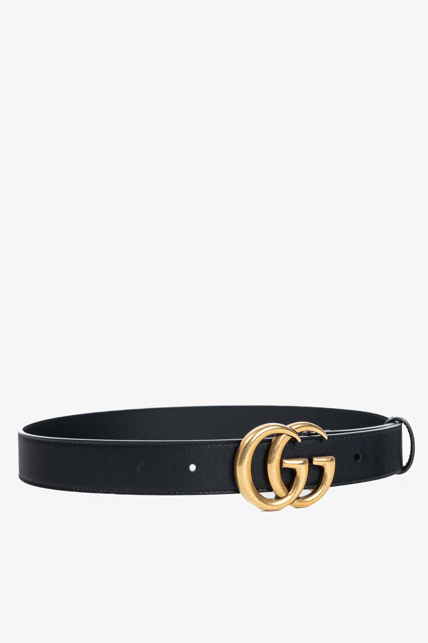 Gucci Gucci GG Marmont Black Leather Thin Belt Size 30 - 1 Thumbnail