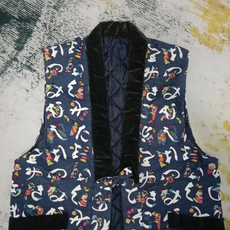 Japanese Brand Vintage Padded Printed Hanten Jinbaori Vest Jacket Size US M / EU 48-50 / 2 - 3 Thumbnail