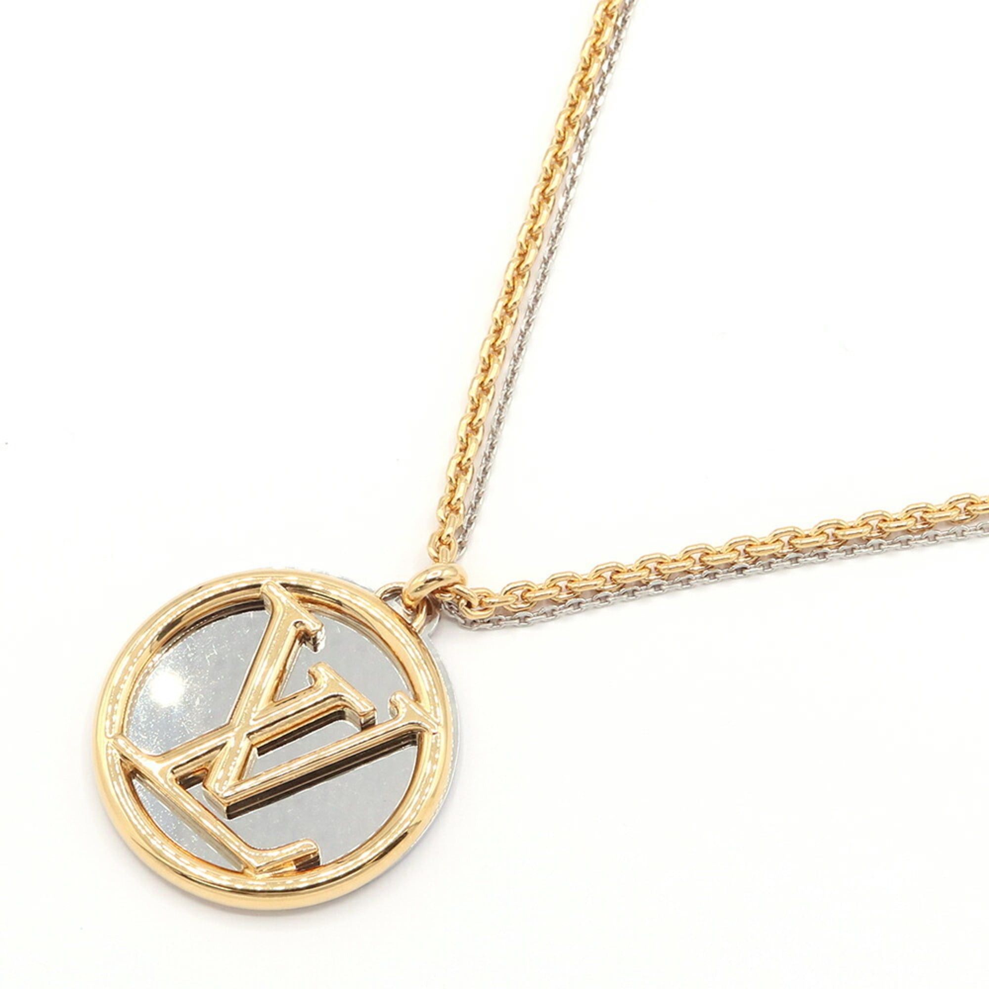 Louis Vuitton Louis Vuitton Collier Louise Necklace M64281 Gold Silver Metal Pendant Long Double Chain LV Men's LOUIS VUITTON Size ONE SIZE - 1 Thumbnail