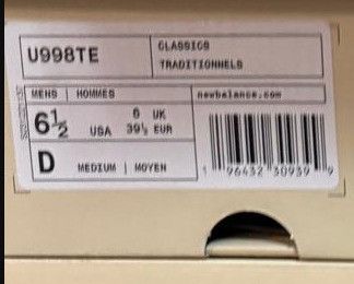 New Balance o1w1db10824 998 Core Rubber-Trimmed Full-Grain Sneakers Size US 6.5 / EU 39-40 - 8 Thumbnail