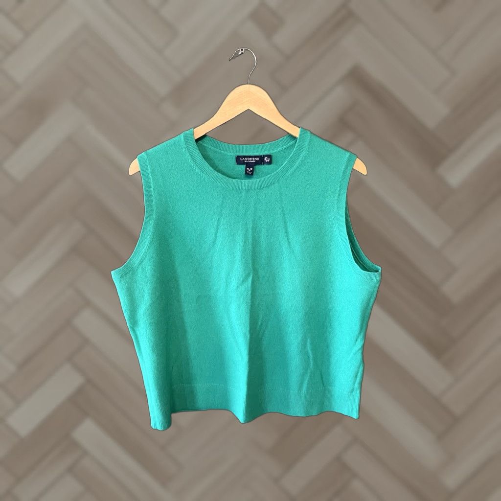 Lands' End Lands End Womens Tank Cropped Sleeveless Cashmere Blue XL Top Size XL Size XL / US 12-14 / IT 48-50 - 1 Thumbnail