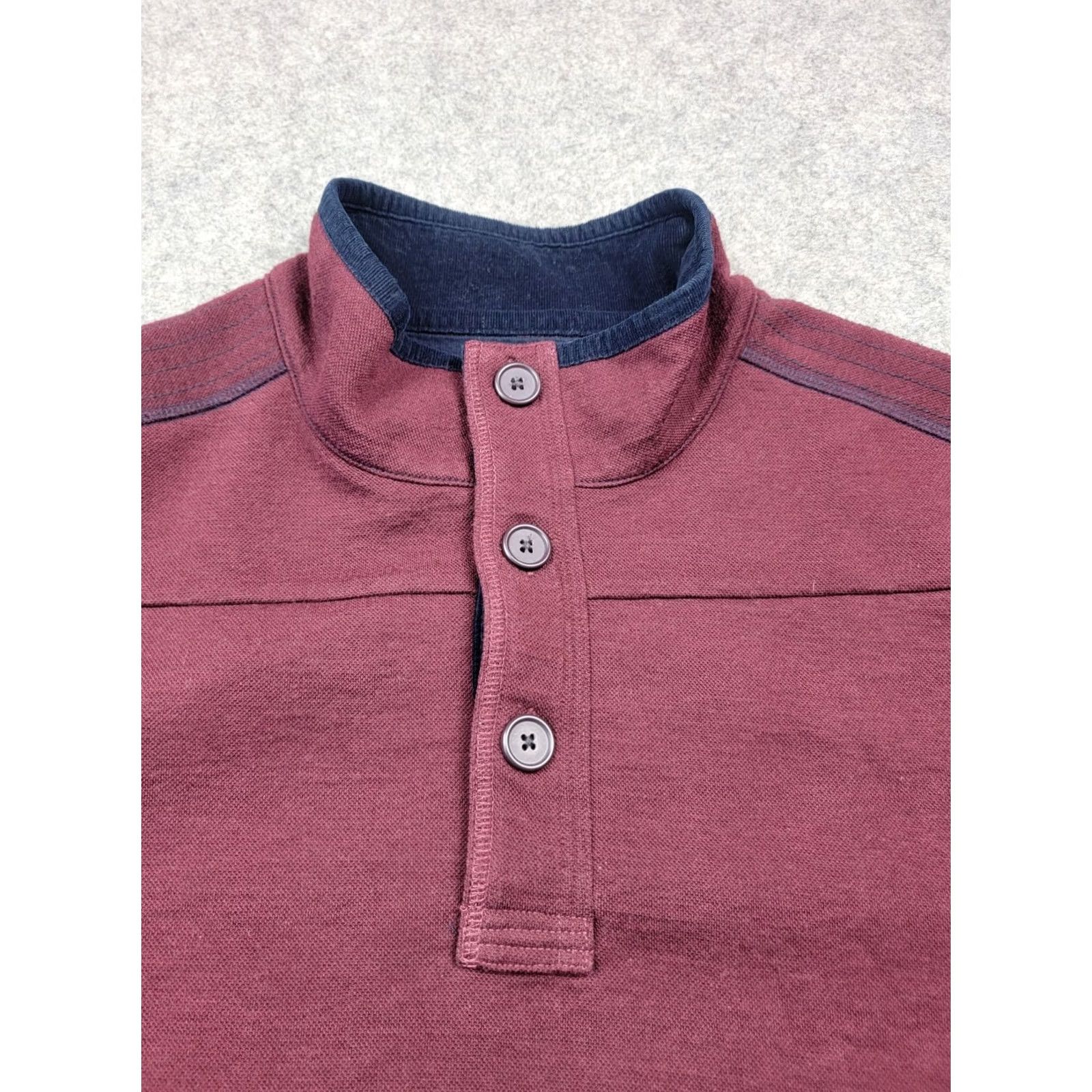 Carbon2Cobalt Carbon 2 Cobalt Sweater Mens Large Red Corduroy Trim Button Pullover Knit 3/4 Button Casual Outdoor Preppy Classic Fall Winter Size US L / EU 52-54 / 3 - 5 Thumbnail