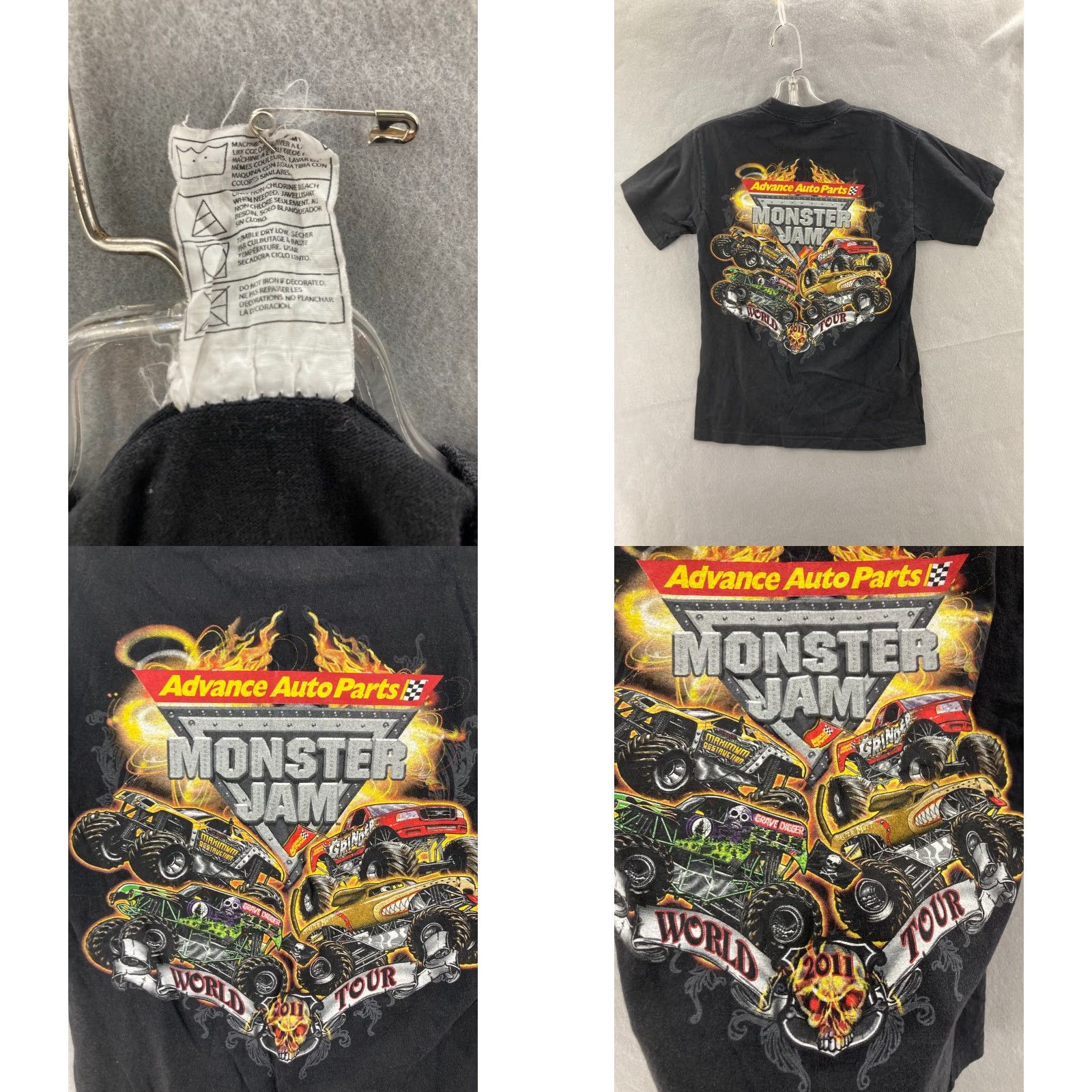 Vintage Monster Jam Path of Destruction Shirt Mens XS Black AOP Size US XS / EU 42 / 0 - 8 Thumbnail