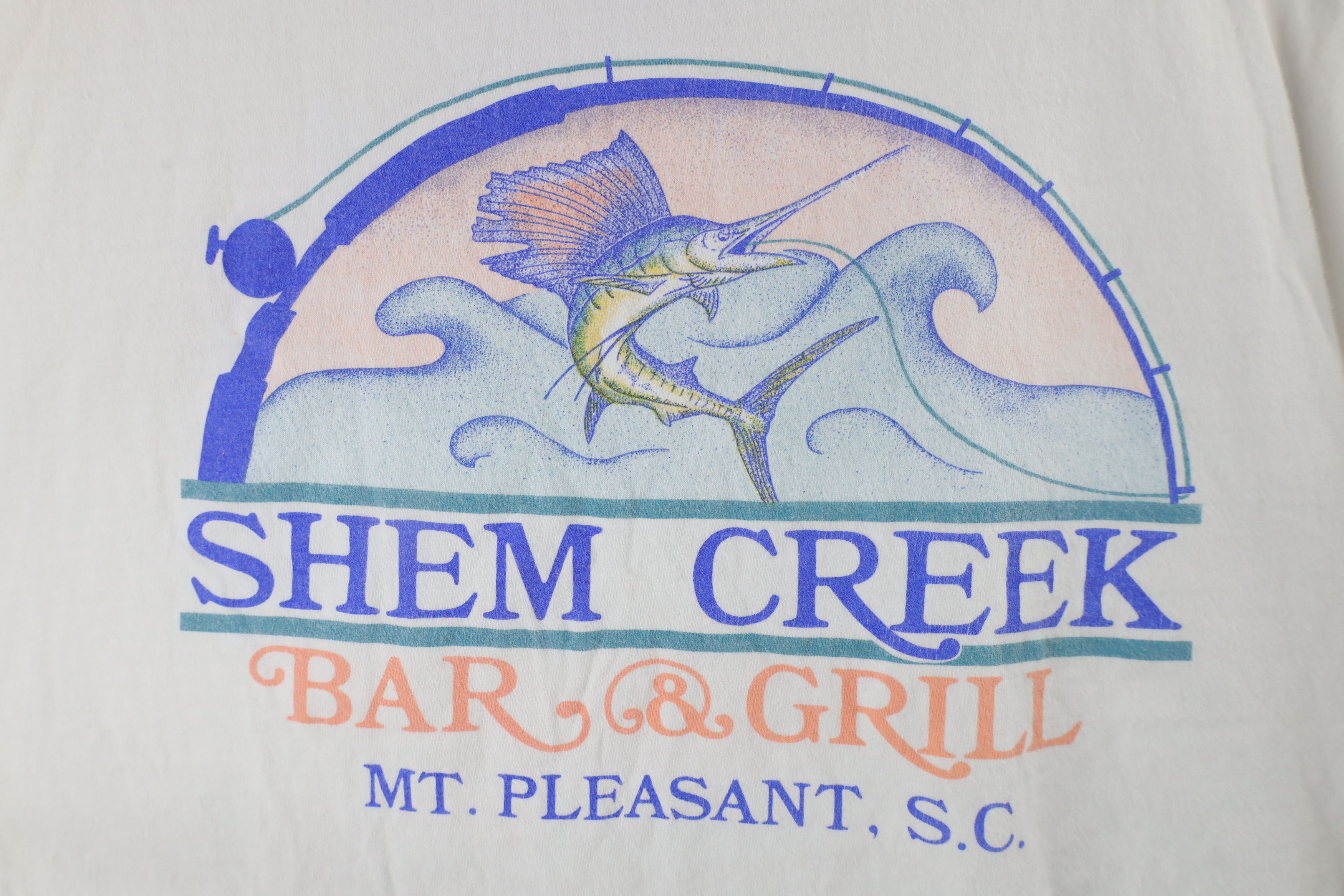 Vintage Vintage 90s Shem Creek Bar & Grill Pocket T-Shirt White USA Size US XL / EU 56 / 4 - 7 Thumbnail