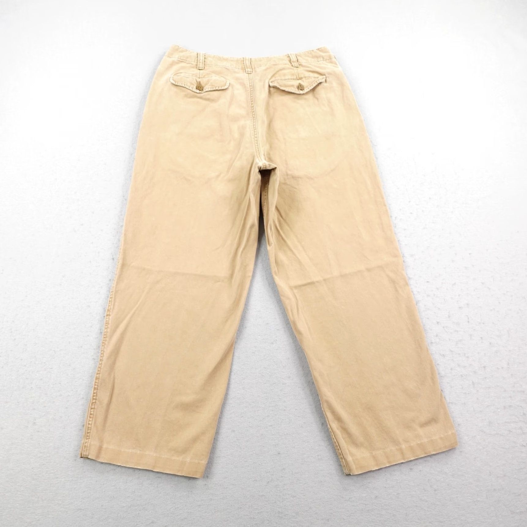 Abercrombie & Fitch VINTAGE Abercrombie & Fitch Pants Mens 33 Khaki Chino Baggy Relaxed 27in Inseam Beige 90s Y2K Distressed Mens Clothing Size US 33 - 4 Thumbnail