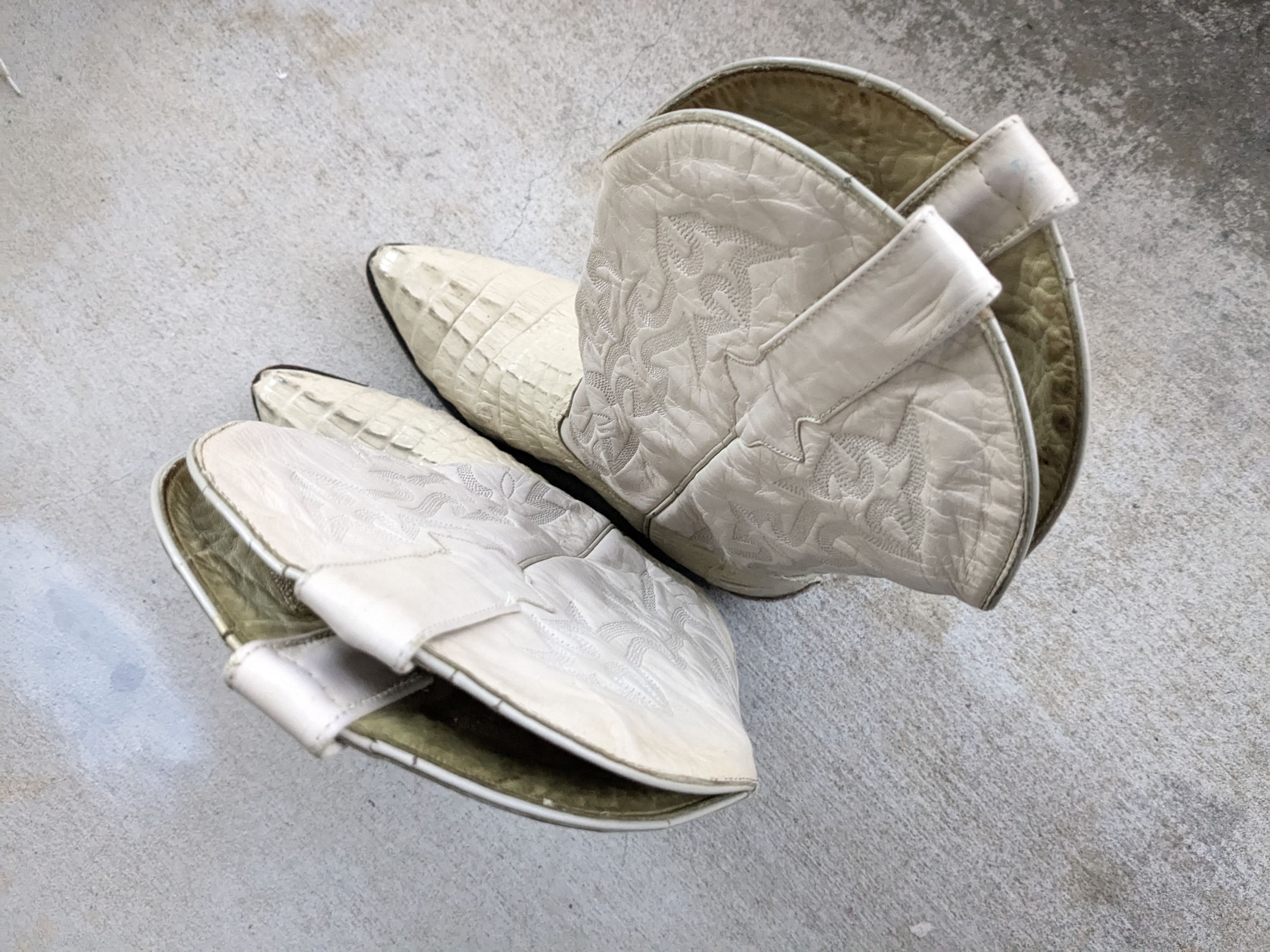 Genuine Leather Crocodile Cowboy Boots White 9.5 Vintage Leather Botas Size US 9.5 / EU 42-43 - 12 Thumbnail