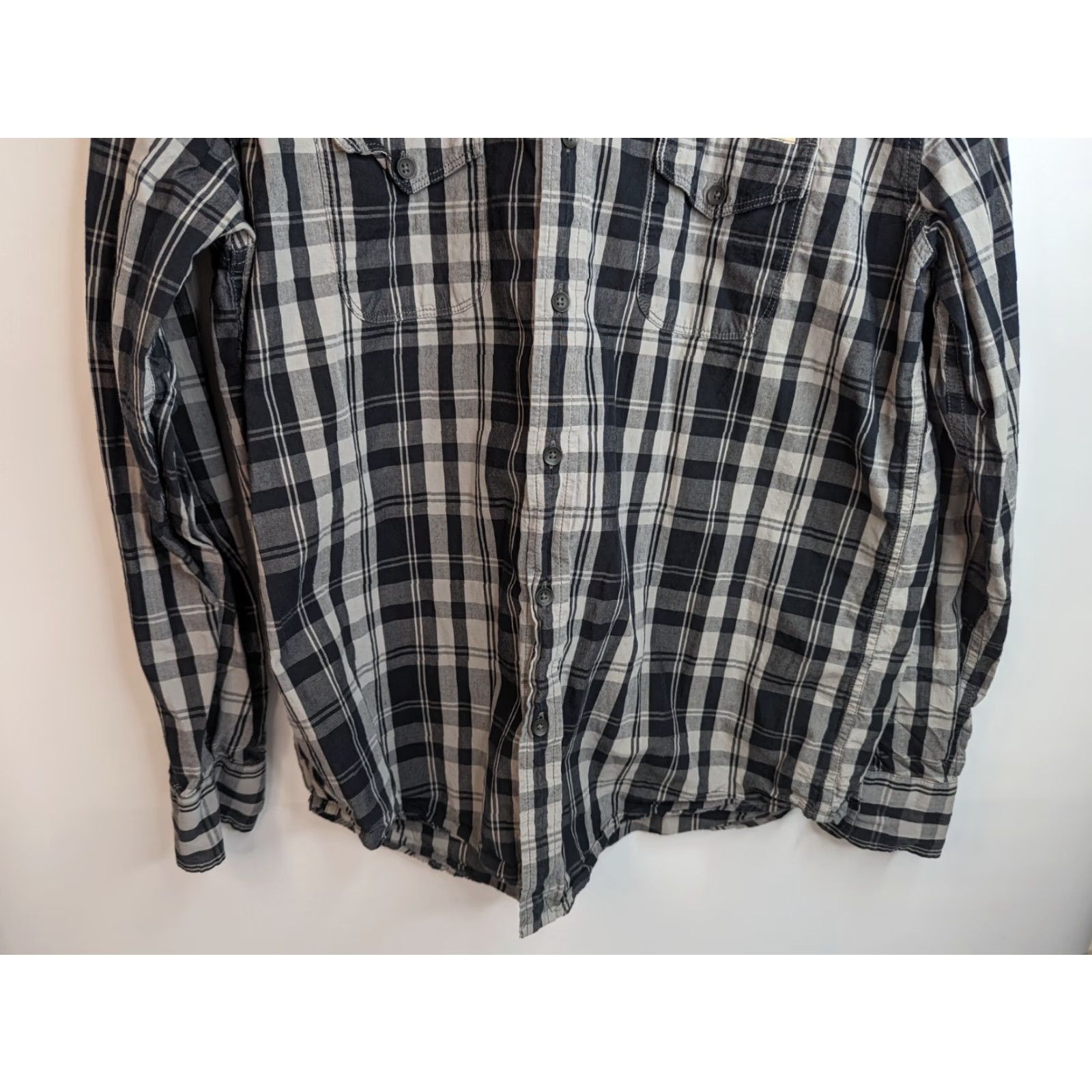 Lucky Brand Lucky Brand Shirt Mens Large Black/Grey Plaid Western Rodeo Button Up 7MD4434 Size US L / EU 52-54 / 3 - 4 Thumbnail