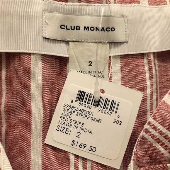 Club Monaco club Monaco women's new stripe linen blend wrap skirt size:2 Size 26" / US 2 / IT 38 - 4 Thumbnail