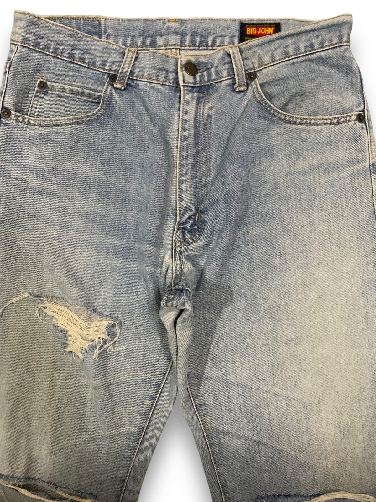 Big John Vintage 90s Big John Blue Wash Baggy Distressed Jeans Size US 31 - 3 Thumbnail