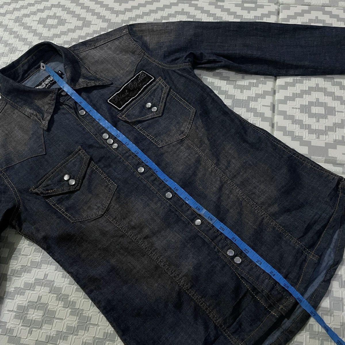 14th Addiction × If Six Was Nine × Le Grande Bleu (L.G.B.) 🔥Anarchy Blue denim snap button patch shirt Size US S / EU 44-46 / 1 - 11 Thumbnail