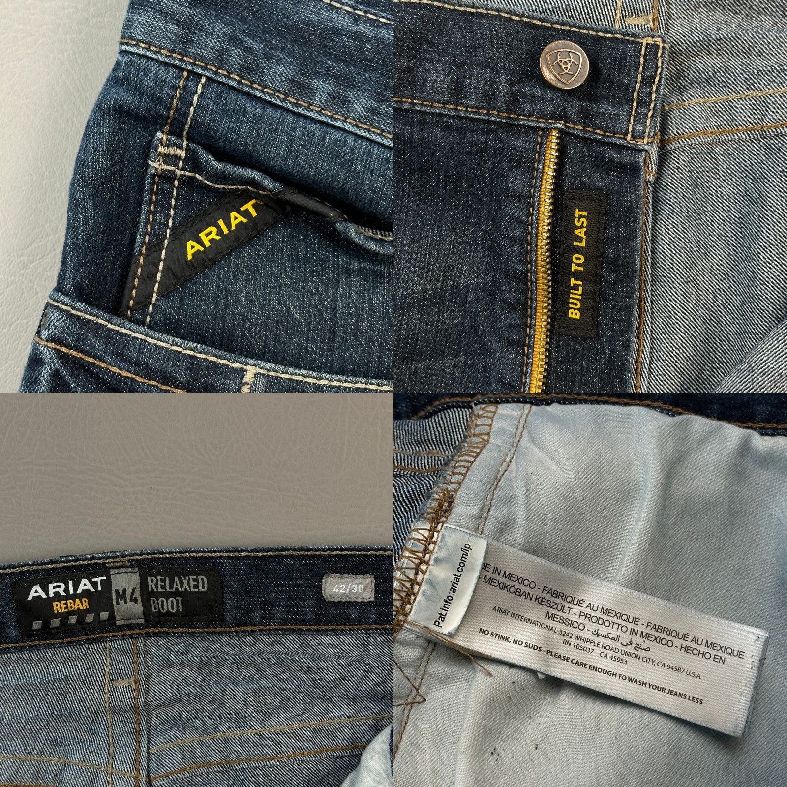 Ariat Ariat Rebar M4 Jeans Mens 42x29 Dark Wash Denim Relaxed Bootcut Work Wear Size US 42 / EU 58 - 8 Thumbnail