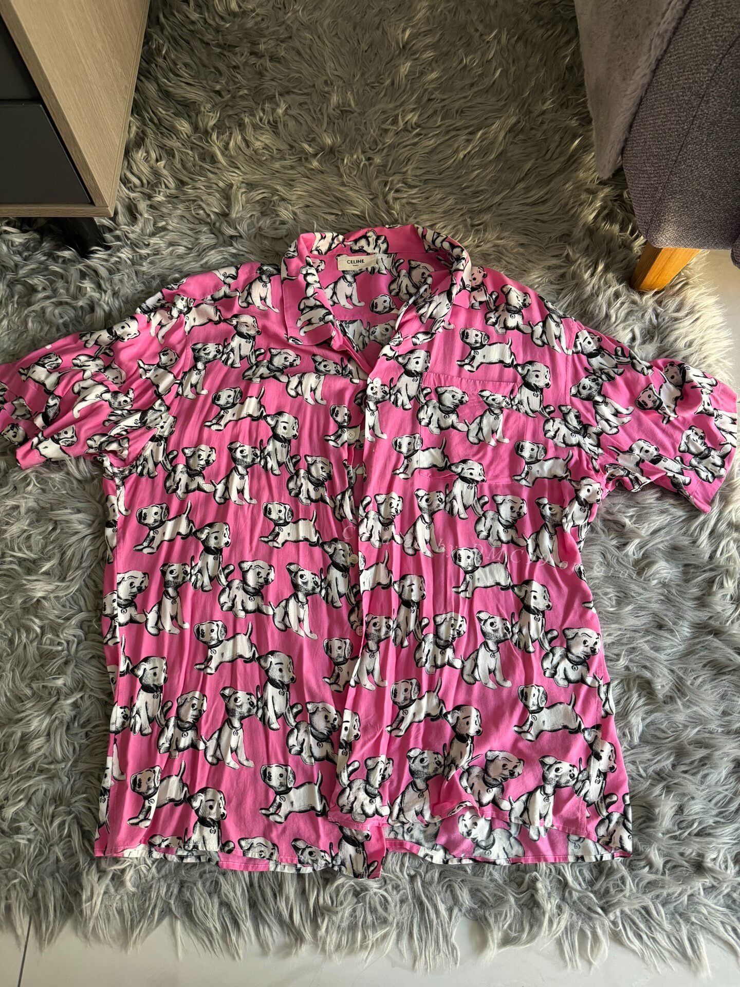 Celine Celine Pink Puppy Short-Sleeve Shirt Size S / US 4 / IT 40 - 1 Thumbnail