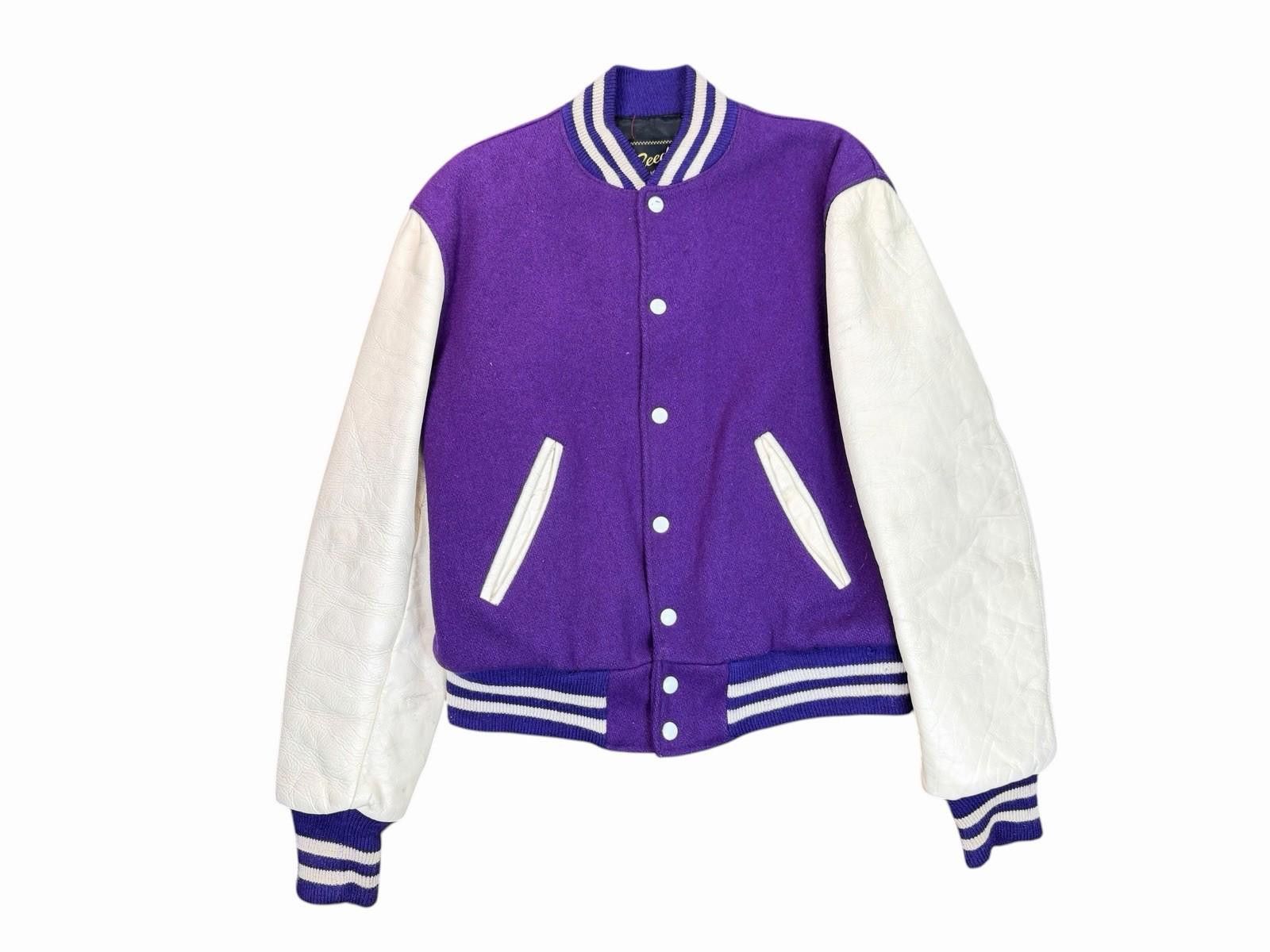 Vintage 1970’s Varsity University Jacket Purple Wool Leather L Size US L / EU 52-54 / 3 - 1 Thumbnail