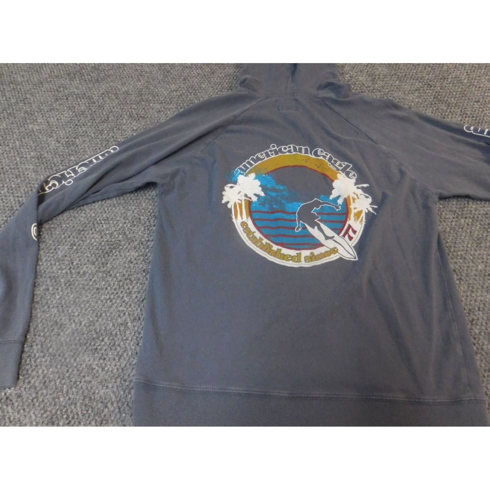 American Eagle Outfitters American Eagle Outfitters Hoodie Womens XS Pullover Lightweight Blue Mock Neck Zip Activewear Logo Pattern Solid Cross-Brand Pullover Size XS / US 0-2 / IT 36-38 - 7 Thumbnail