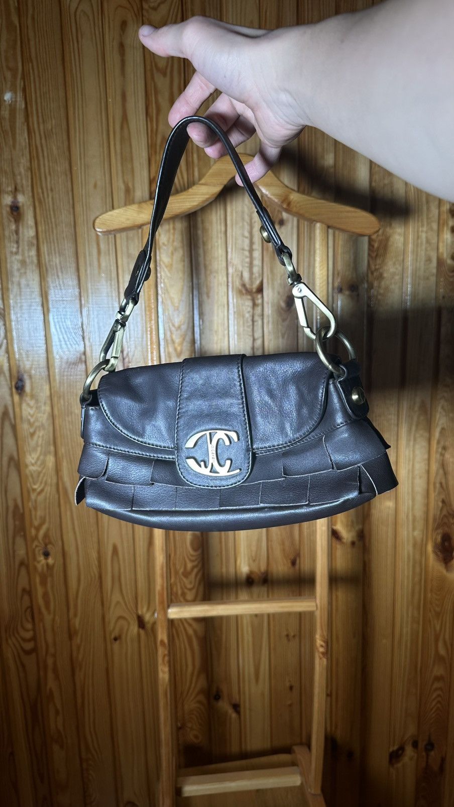 Just Cavalli × Vintage Vintage Just Cavalli Y2K brown l Laether Purse Shoulder Bag❤️ Size ONE SIZE - 16 Thumbnail