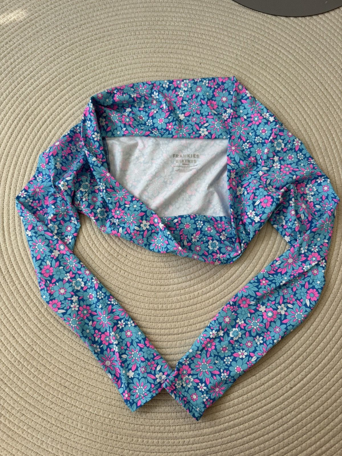 Frankies Bikinis Swim Long Sleeve Shrug in All Over Blue