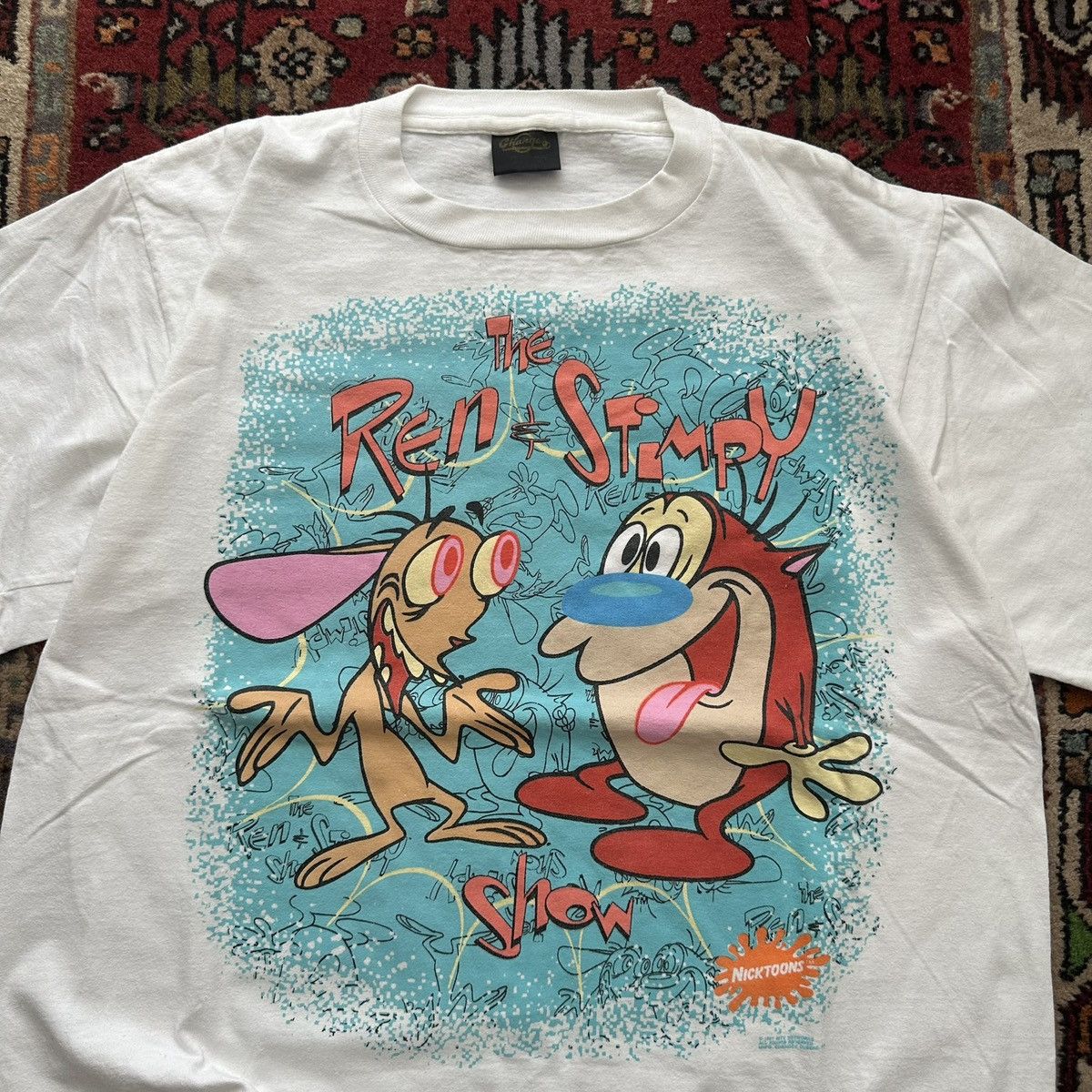 Vintage Vintage 1991 Ren & Stimpy Nickelodeon Graphic Tee Size US XL / EU 56 / 4 - 5 Thumbnail