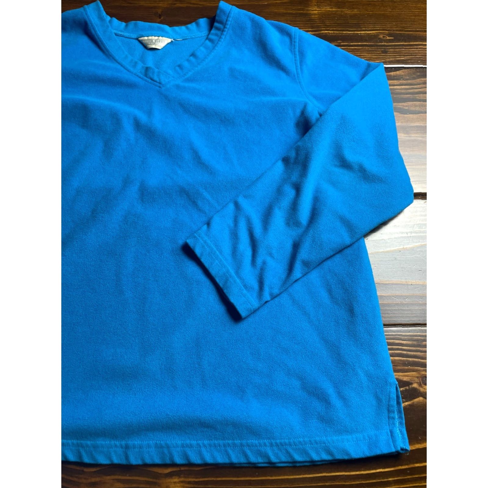 Vintage Studio Works Sweater Women's XL Blue Fleece Pullover V-Neck Casual Knit Size XL / US 12-14 / IT 48-50 - 3 Thumbnail