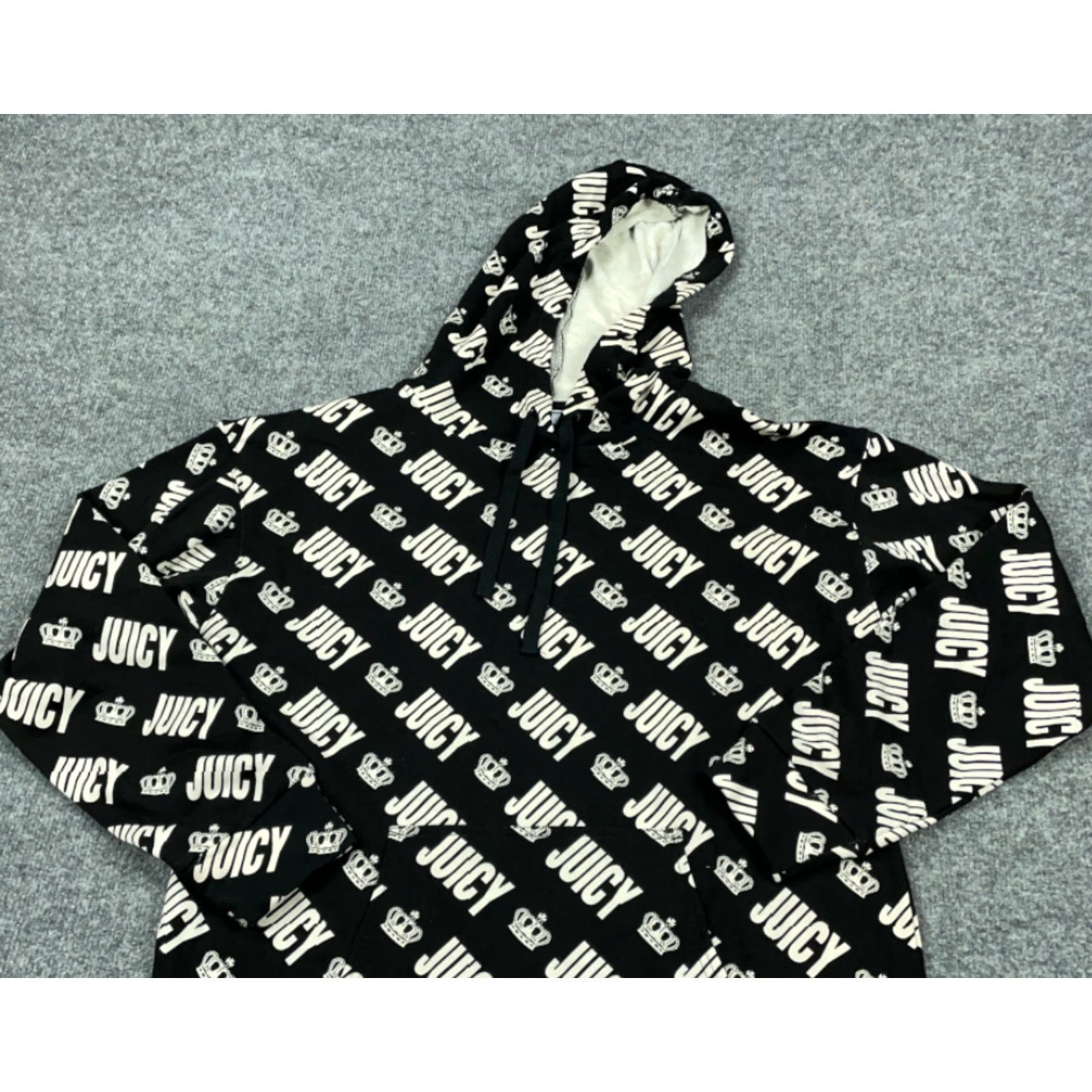 Juicy Couture Juicy Couture Black Velour Hoodie Women's Large 90s Retro Activewear Size L / US 10 / IT 46 - 6 Thumbnail