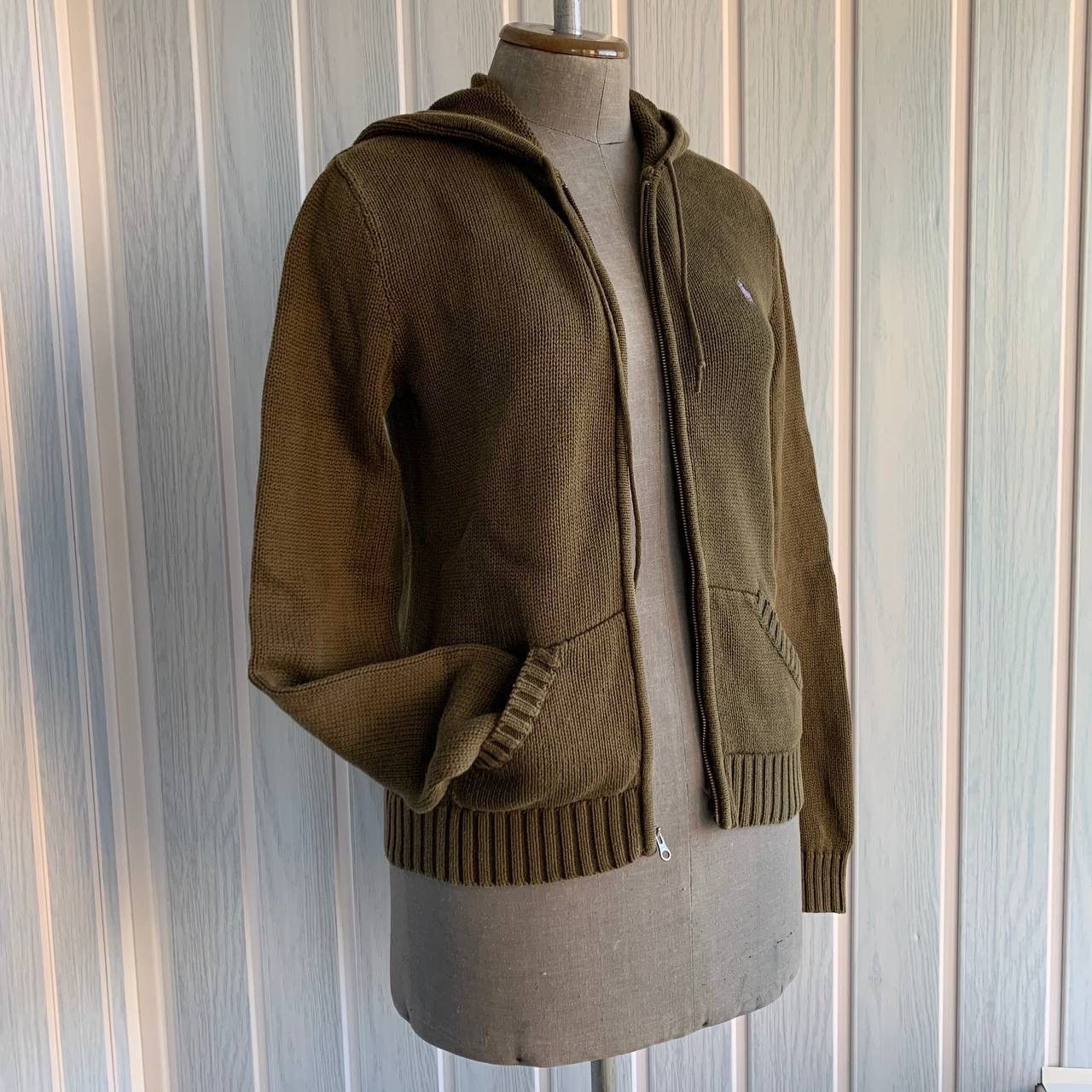 Polo Ralph Lauren × Vintage Vintage Polo Ralph Lauren Women's Green Knit Full Zip Hoodie Size S / US 4 / IT 40 - 9 Thumbnail