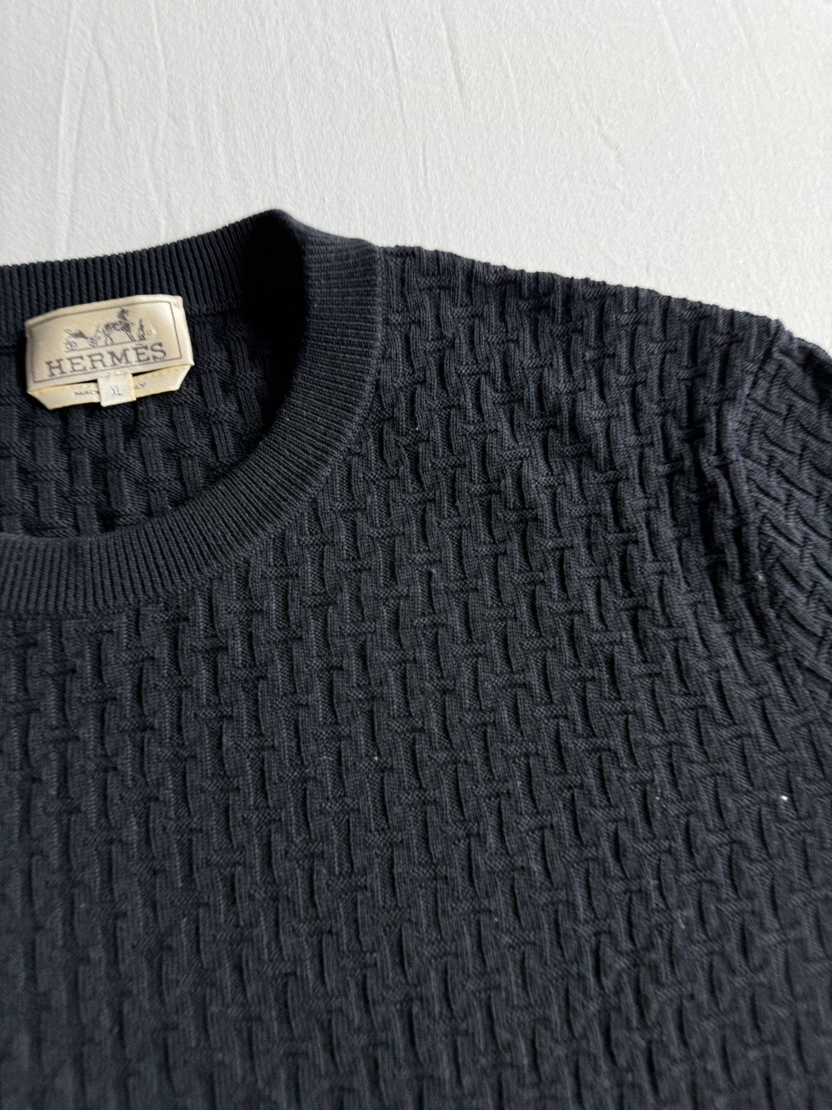Hermes Hermes Black Wool H-Pattern Sweater Size US XL / EU 56 / 4 - 5 Thumbnail