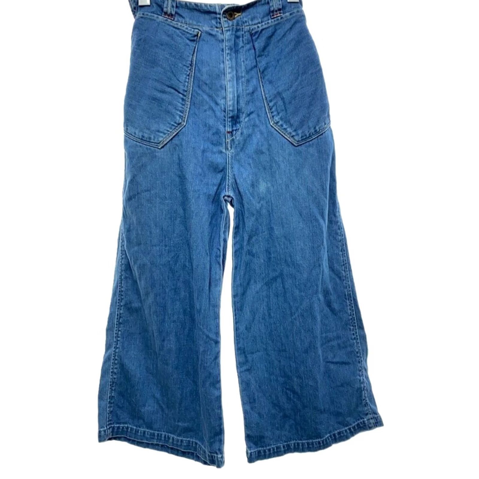 Kapital KAPITAL Indigo Blue Cotton Wide Pants XS Womens Inseam 47cm Wide-Leg Jeans-Style Boss Waist 34cm, Regular Rise 34cm, Denim, Used good condition Size 26" / US 2 / IT 38 - 2 Thumbnail