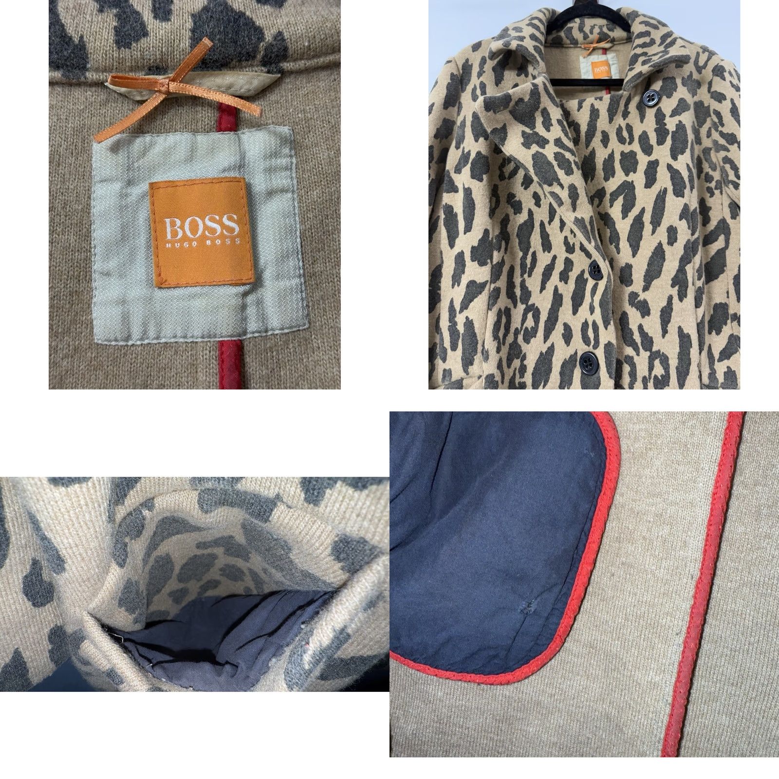 Vintage BOSS Wool Cashmere Blend Leopard Print Coat Animal Print Knit Size 8 Size M / US 6-8 / IT 42-44 - 8 Thumbnail