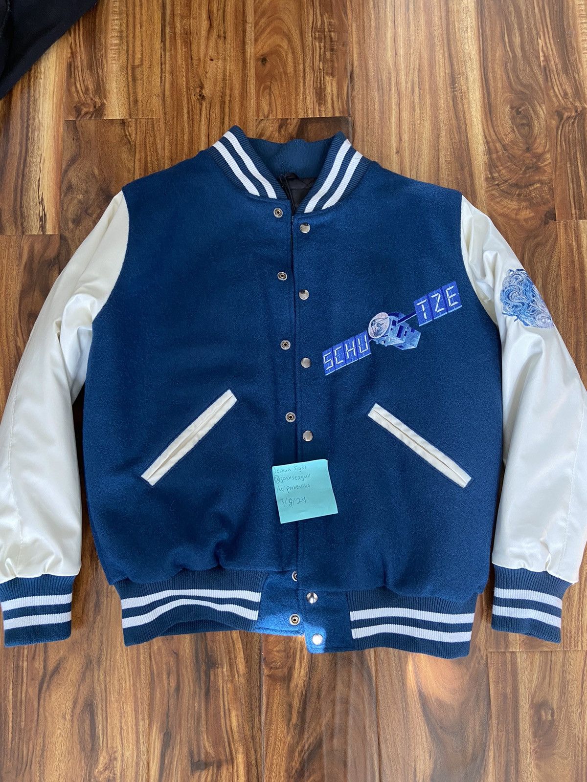 image of Derschutze Asteroids Teal Varsity Jacket Size S in Blue, Men's