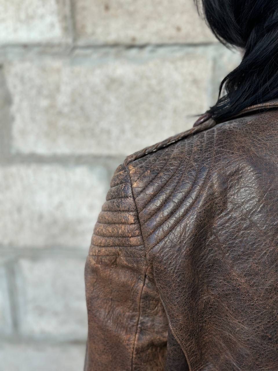 Leather VTG Mans Leather Jacket 80-70s Dark Brown Size M Y2K Trashed Size US M / EU 48-50 / 2 - 12 Thumbnail