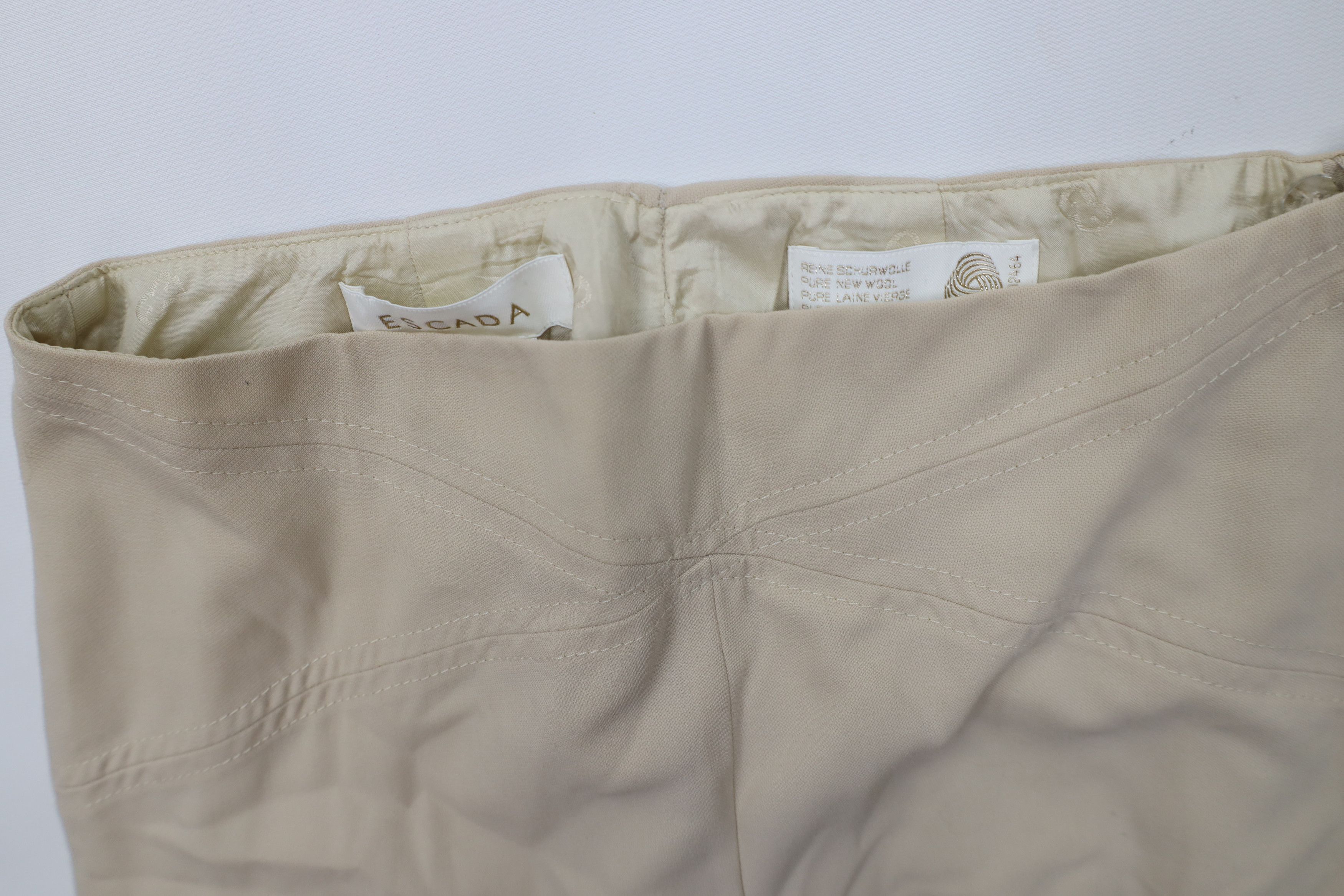 Escada Vintage Escada Knit Flared Wide Leg Pants Trousers Beige Size 38" / US 16 / IT 52 - 7 Thumbnail