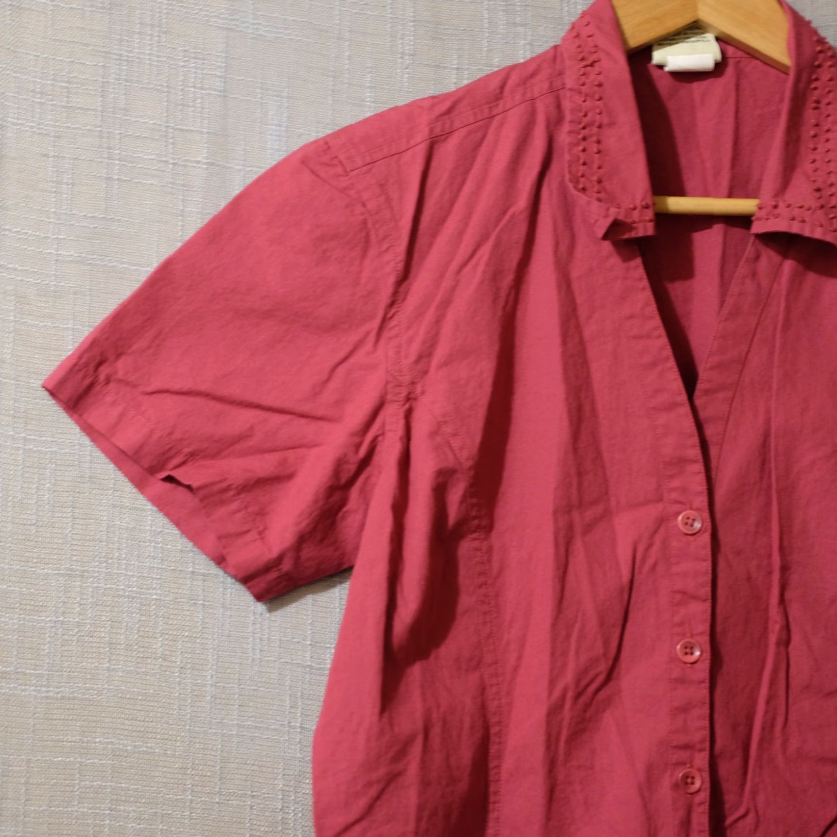 Vintage Cabela's Button-Up Shirt Collared 100% Cotton Dark Red Womens M Shirt Casual Size M / US 6-8 / IT 42-44 - 2 Thumbnail