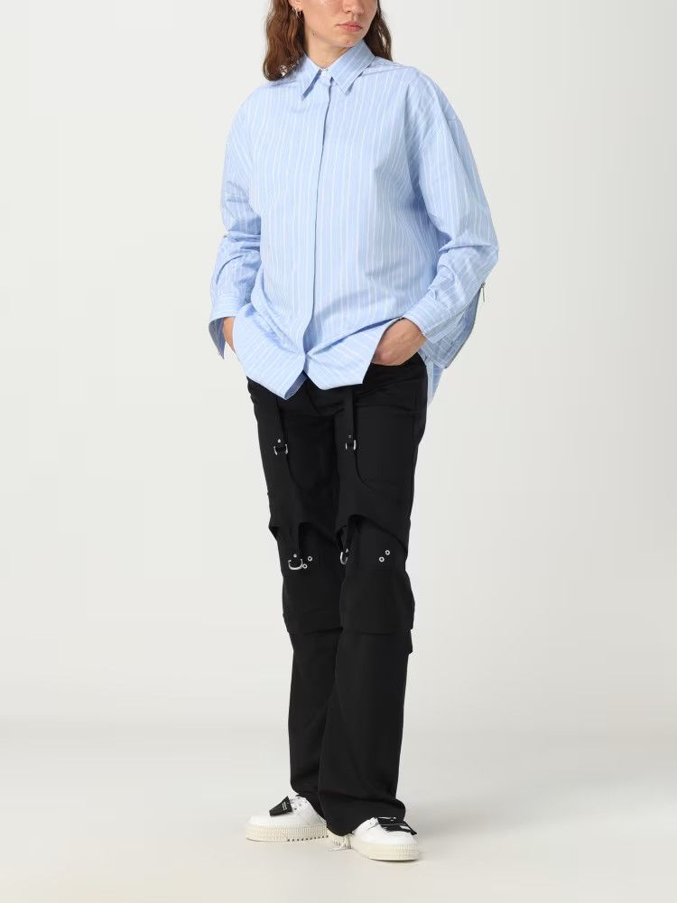Off-White o1y1225 Striped Shirt in Sky Blue/White Size M / US 6-8 / IT 42-44 - 2 Thumbnail
