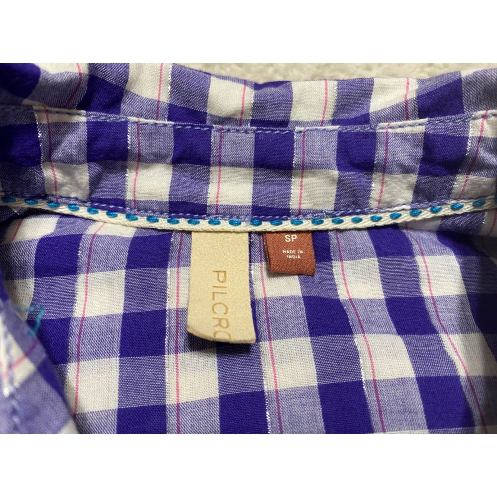 Vintage Pilcro Shirt Womens PS Button-Down Plaid Long Sleeve Cotton Blue Size S / US 4 / IT 40 - 5 Thumbnail