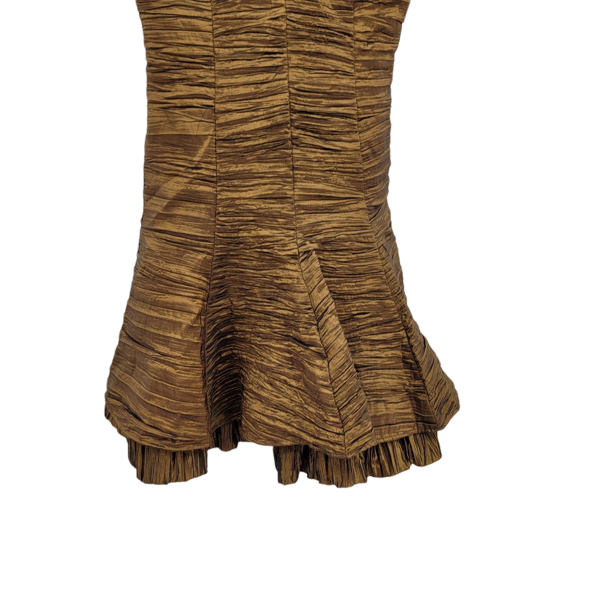 Jessica McClintock Vtg Cocktail Dress Sz 4 Artsy Metallic Bronze Textured Tier Size S / US 4 / IT 40 - 6 Thumbnail