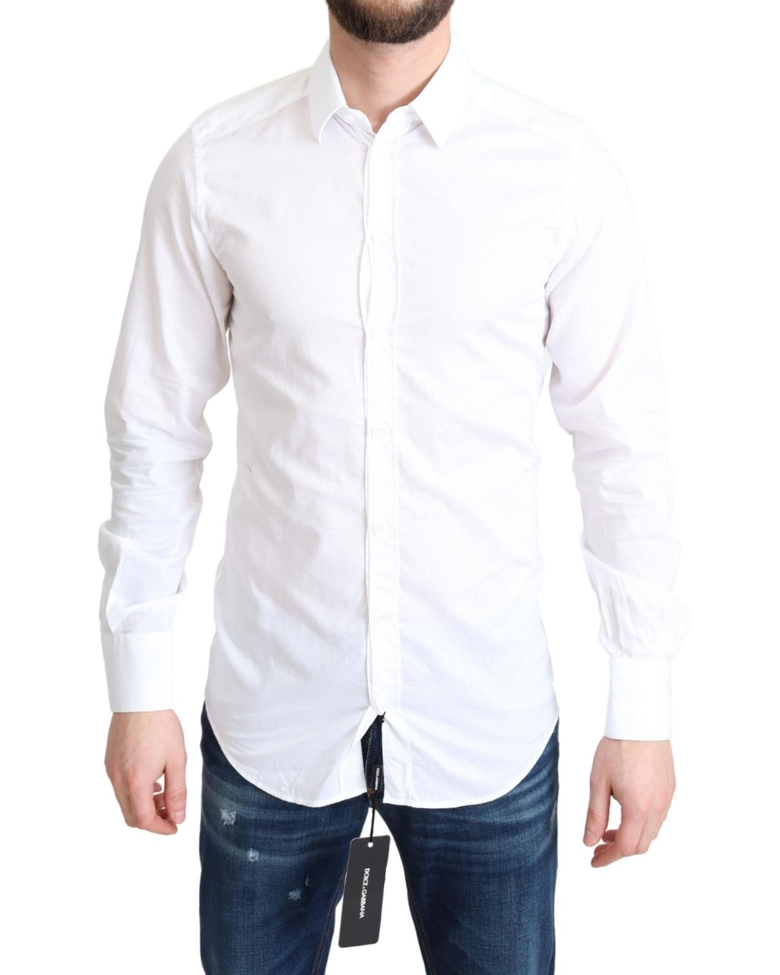 image of Dolce Gabbana Formal Cotton Shirt in White, Men's (Size XS)